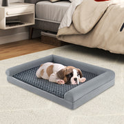Cama Ortopédica de Espuma para Cães Tamanho L com Almofada de Espuma Capa Removível e Lavável 113 x 89 x 18 cm Cinzenta