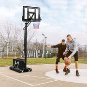 Canasta de Basquetebol Altura Ajustável 245cm-305cm Aro de Basquetebol Portátil com Rodas Base Recarregável para Interior Exterior