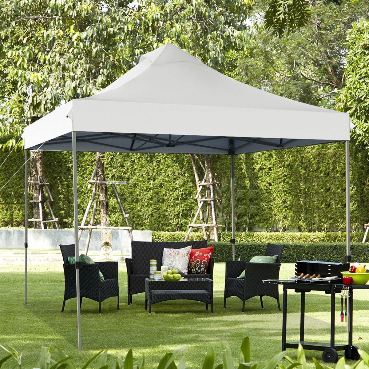 Tenda de Exterior – 3 x 3 m – Branco – Tecido Oxford e metal