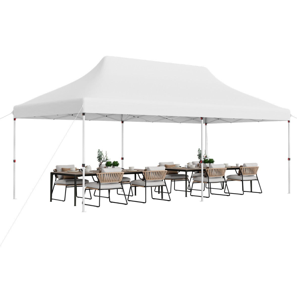 Tenda de Festa/Jardim Dobrável Impermeável – 3 x 6 m – Branco – Tecido Oxford