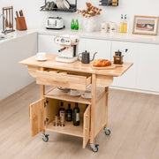 Carrinho de Cozinha Multiusos com Rodas – 114 x 68,5 x 87,5 cm – Natural