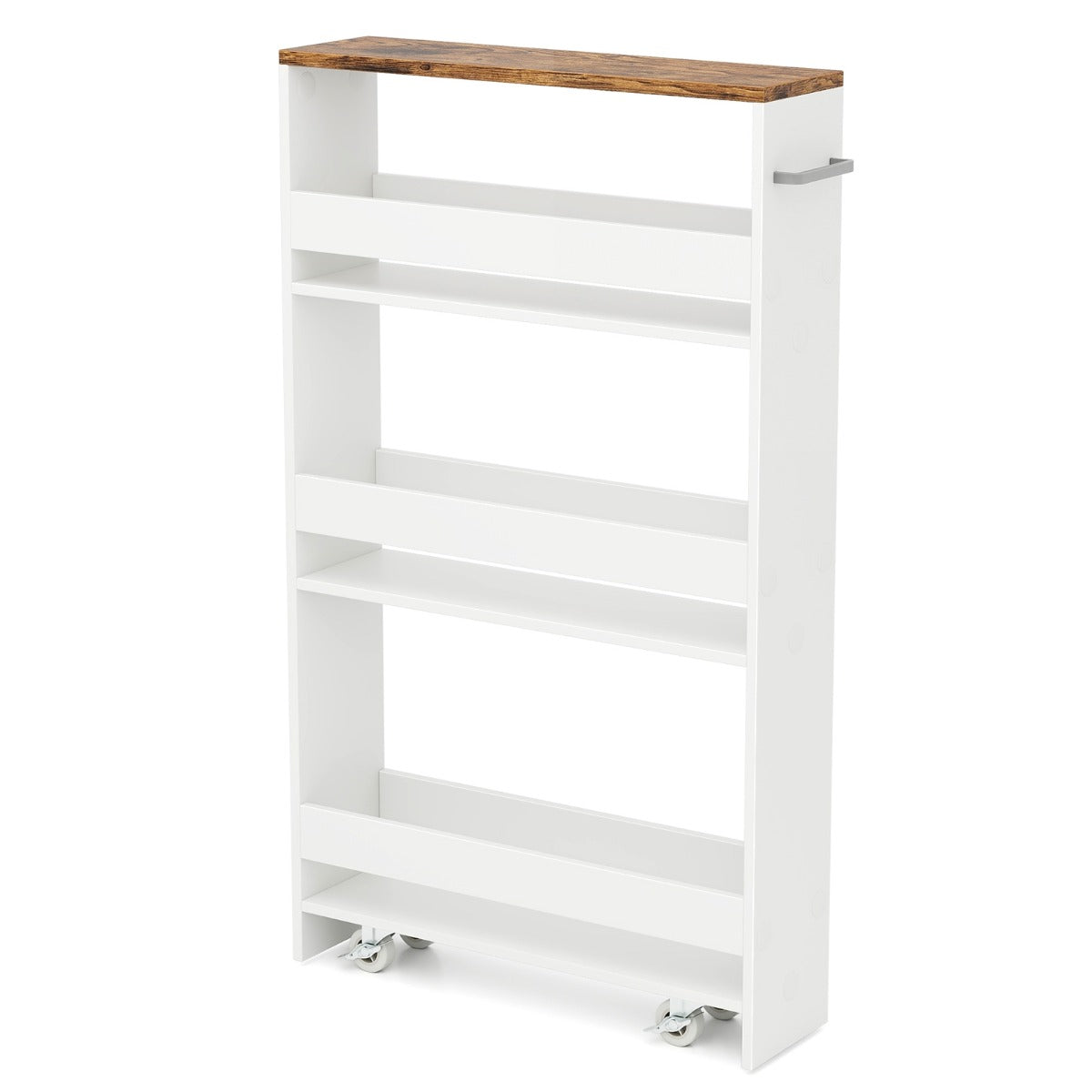Carrinho de Armazenamento de Cozinha – 48 x 13 x 81 cm – Castanho – Madeira de engenharia