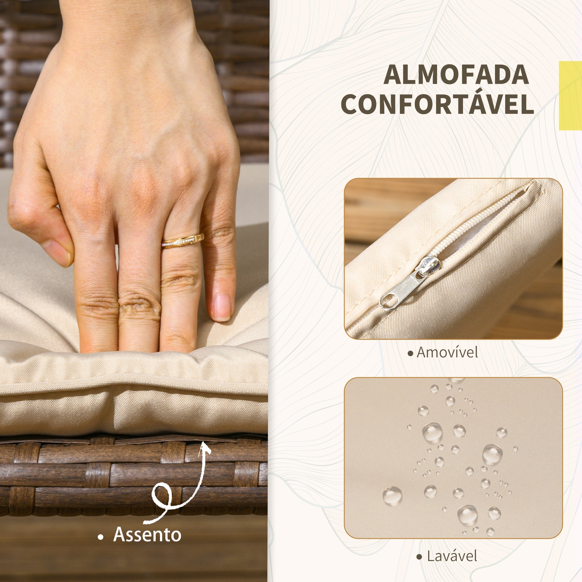 Conjunto de Jardim de 4 Peças em Vime Sintético Marróm e Caqui 111x69x77 cm