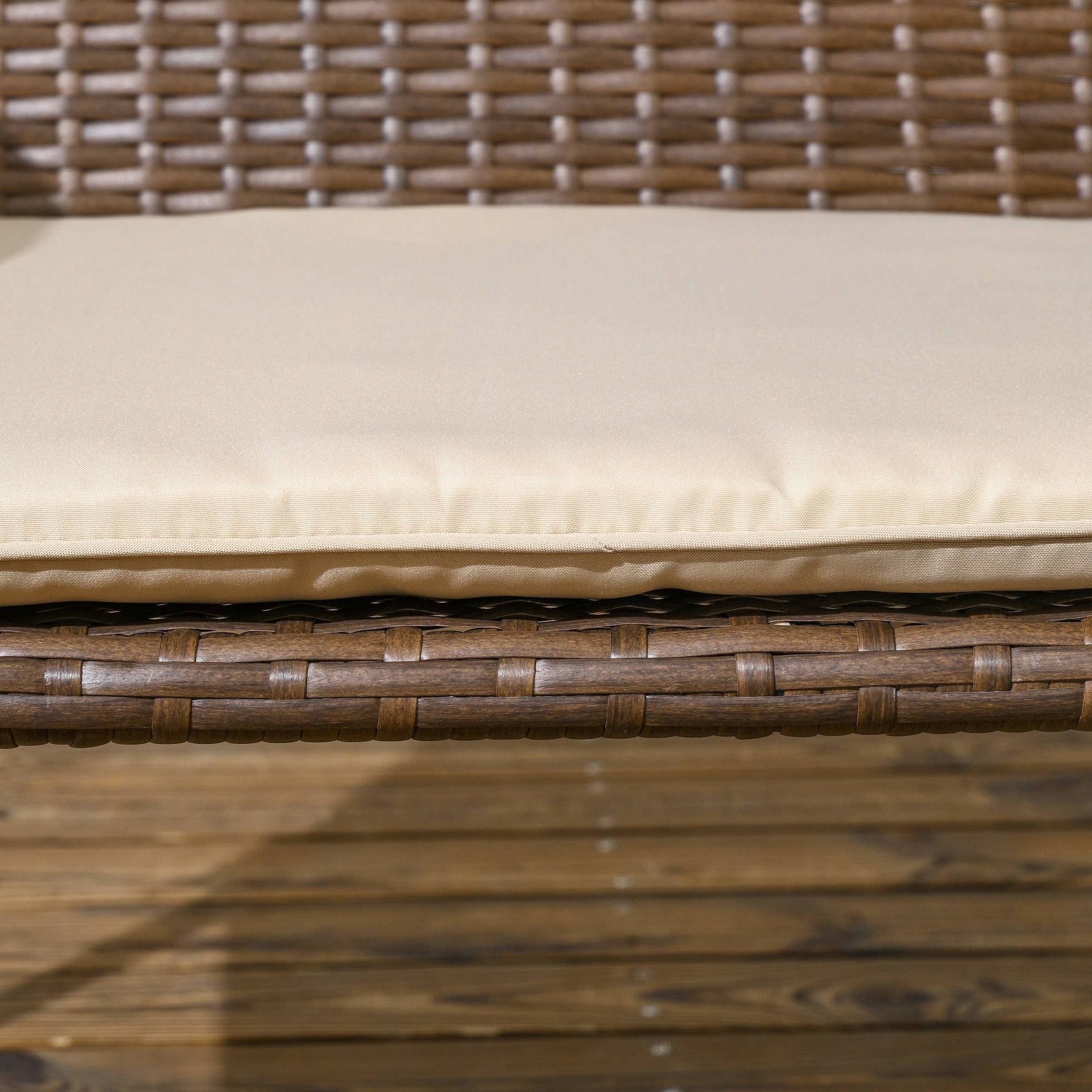 Conjunto de Jardim de 4 Peças em Vime Sintético Marróm e Caqui 111x69x77 cm