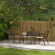 Conjunto de Jardim de 4 Peças em Vime Sintético Marróm e Caqui 111x69x77 cm