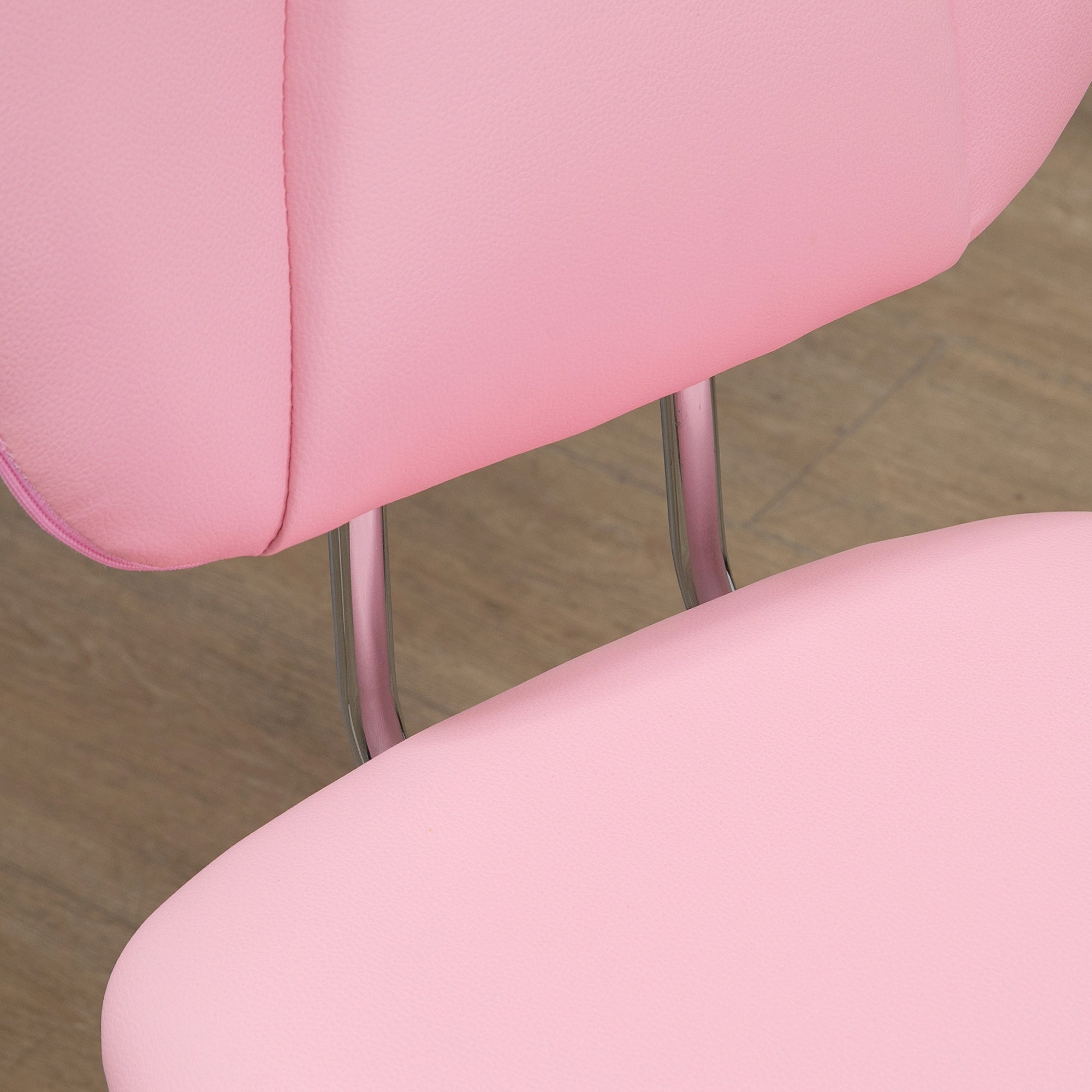 Cadeira de Escritório Giratória – 50x54x87,5-96,5 cm – Rosa – Couro PU, Espuma e Aço