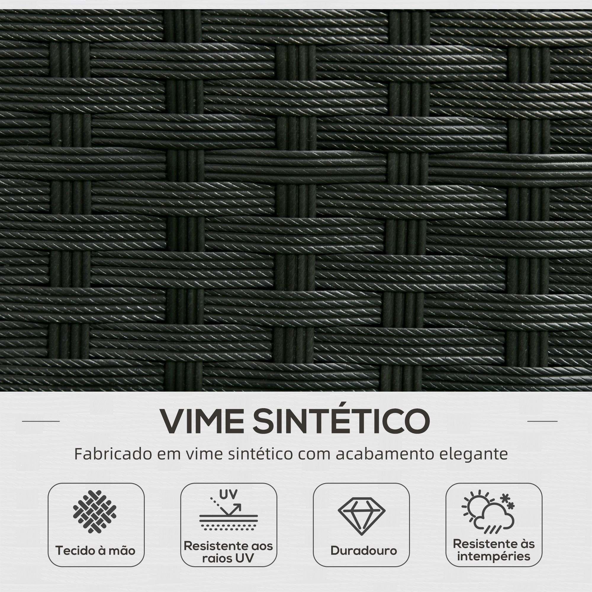 Conjunto de Móveis de Jardim 3 Peças Preto e Bege 173x66x61 cm