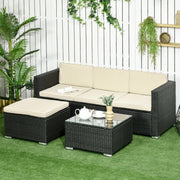 Conjunto de Móveis de Jardim 3 Peças Preto e Bege 173x66x61 cm