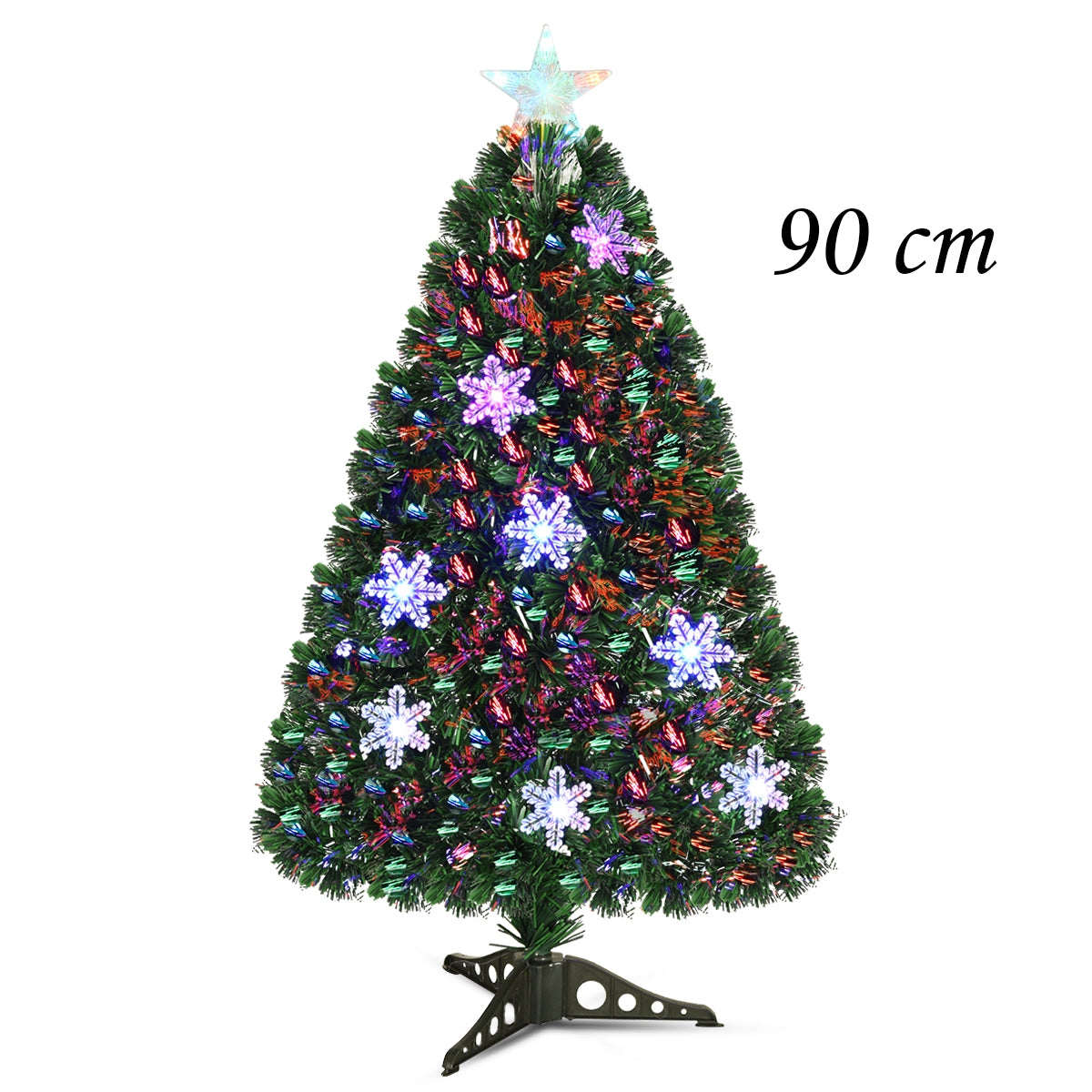 Árvore de Natal Artificial de 90cm em PVC com Base Iluminada em Fibra de Vidro que Muda de Cor para Decoração de Natal em Casa e Festas
