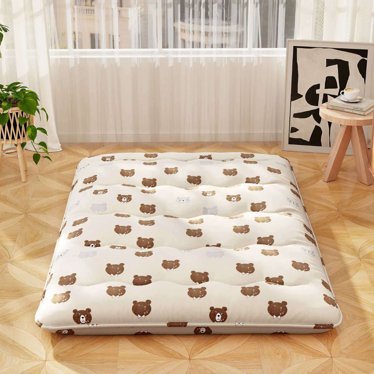 Colchão Enrolável de Chão Tatami – 200 x 140 x 10cm – Castanho – Poliester