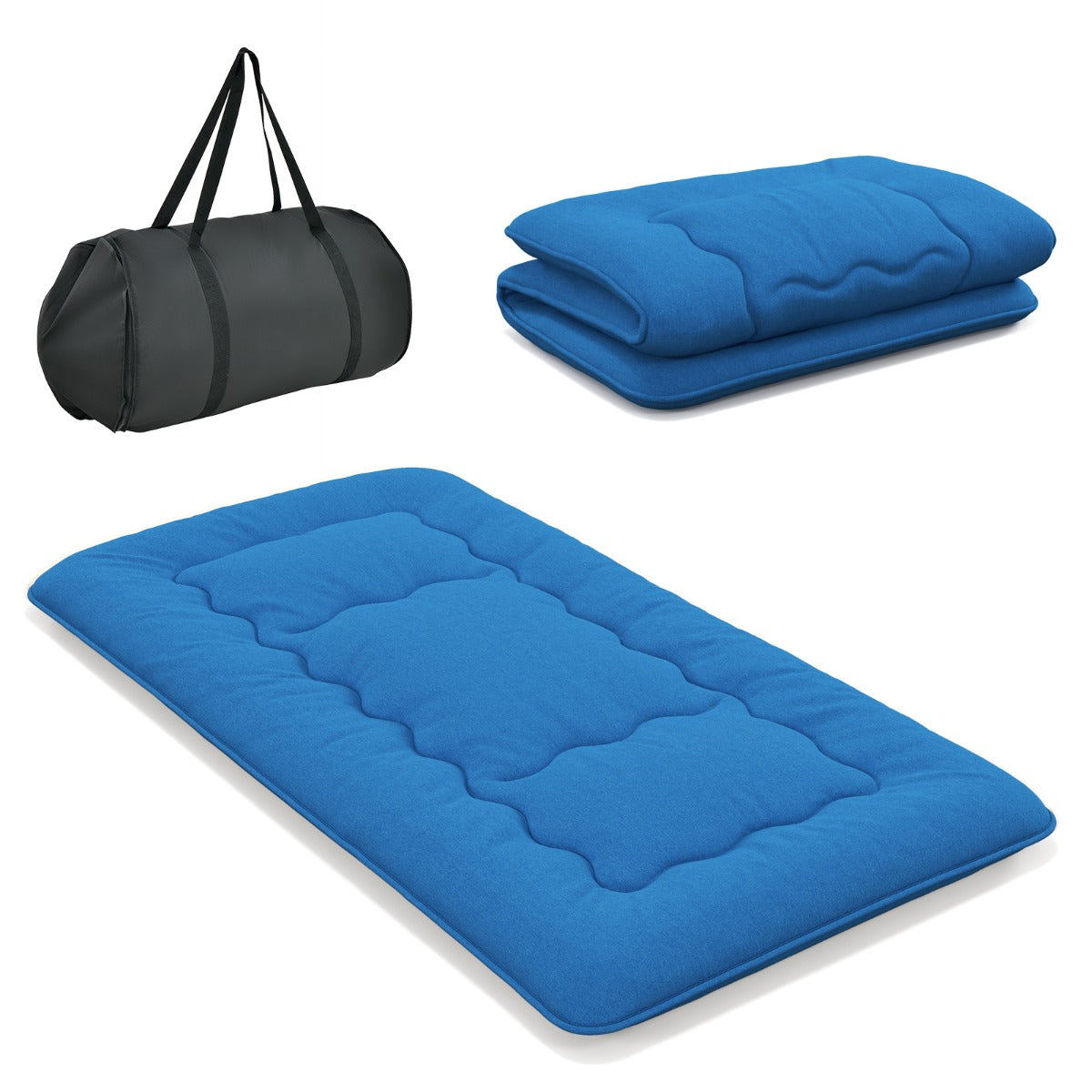 Colchão Enrolável de Chão – 200 x 90 x 10 cm – Azul – Poliéster