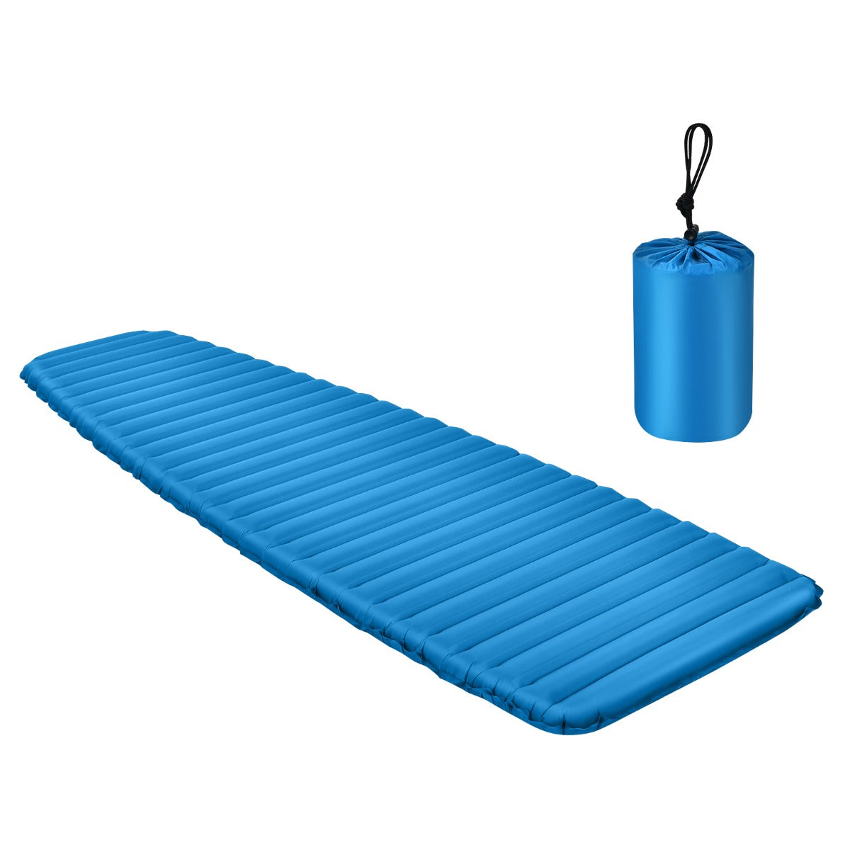 Colchão Insuflável de Campismo Impermeável e Confortável Colchonete Ultraleve para Caminhadas 197 x 63 x 7,5 cm Azul