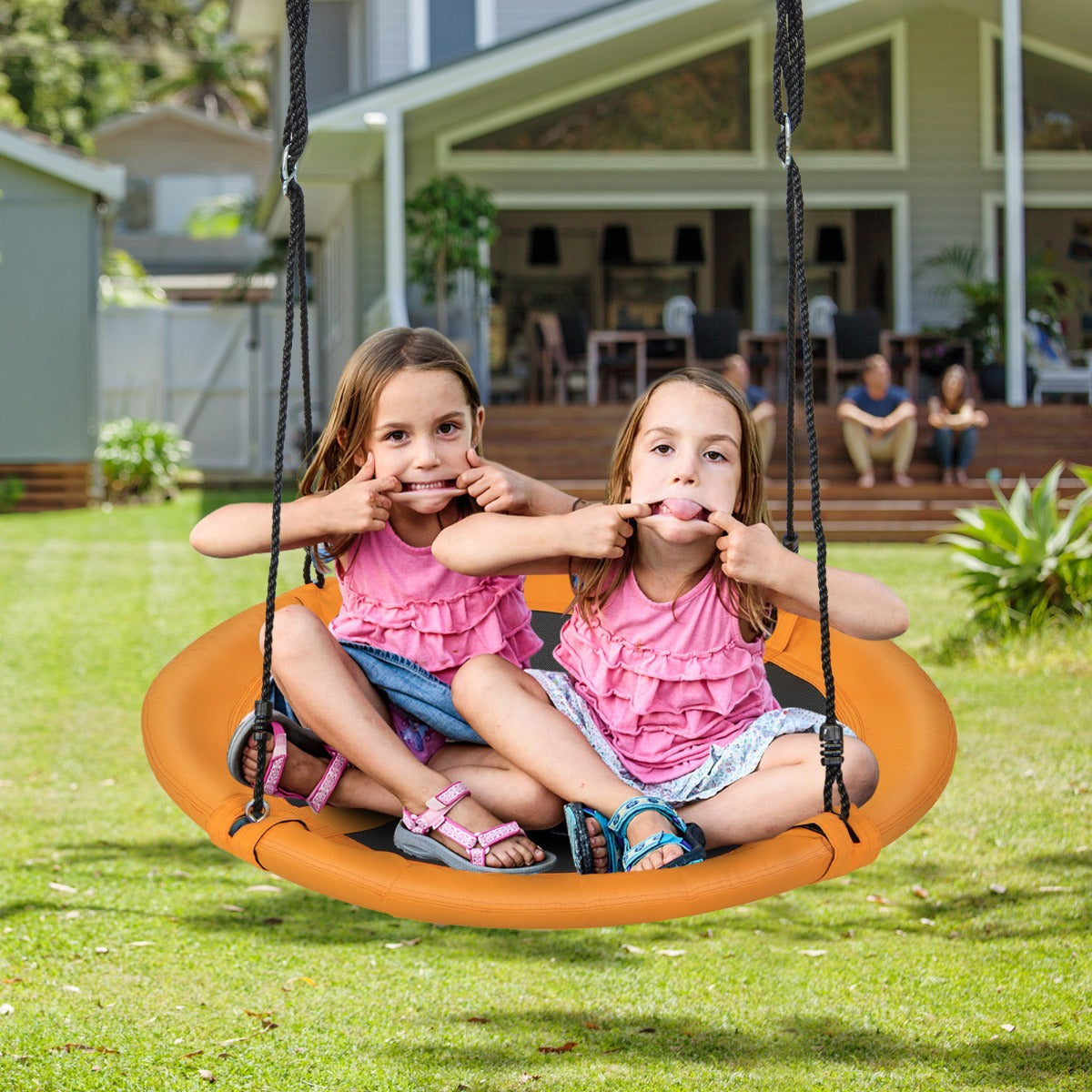 Baloiço Redondo para Crianças – 102 cm – Amarelo – Tecido Oxford