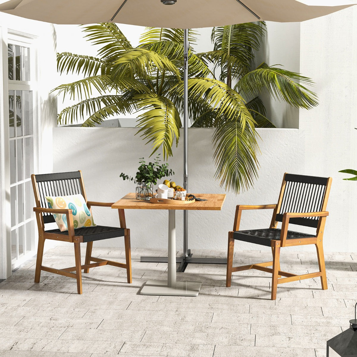 Conjunto de 2 Cadeiras de Jantar – 64 x 57 x 90 cm – Natural – Madeira de Acácia