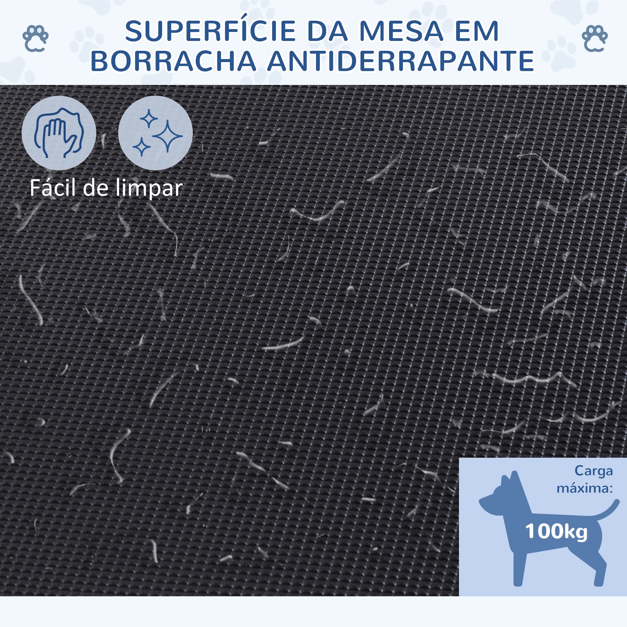 Mesa de Tosquia para Animais de Estimação – 107x60x170 cm – Preto – MDF e metal