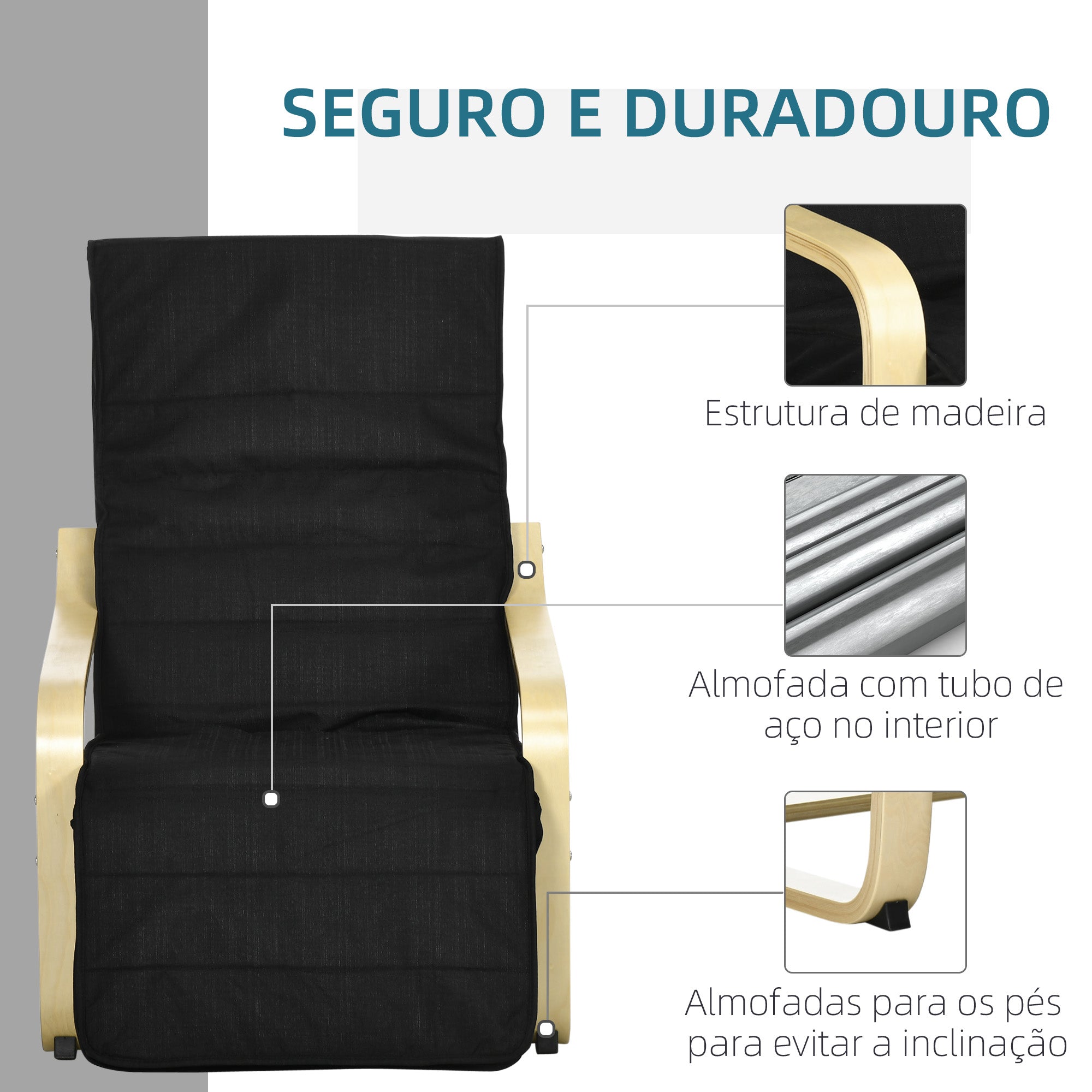 Poltrona de Sala de Estar Preto 66,5x94x100 cm - Conforto e Estilo
