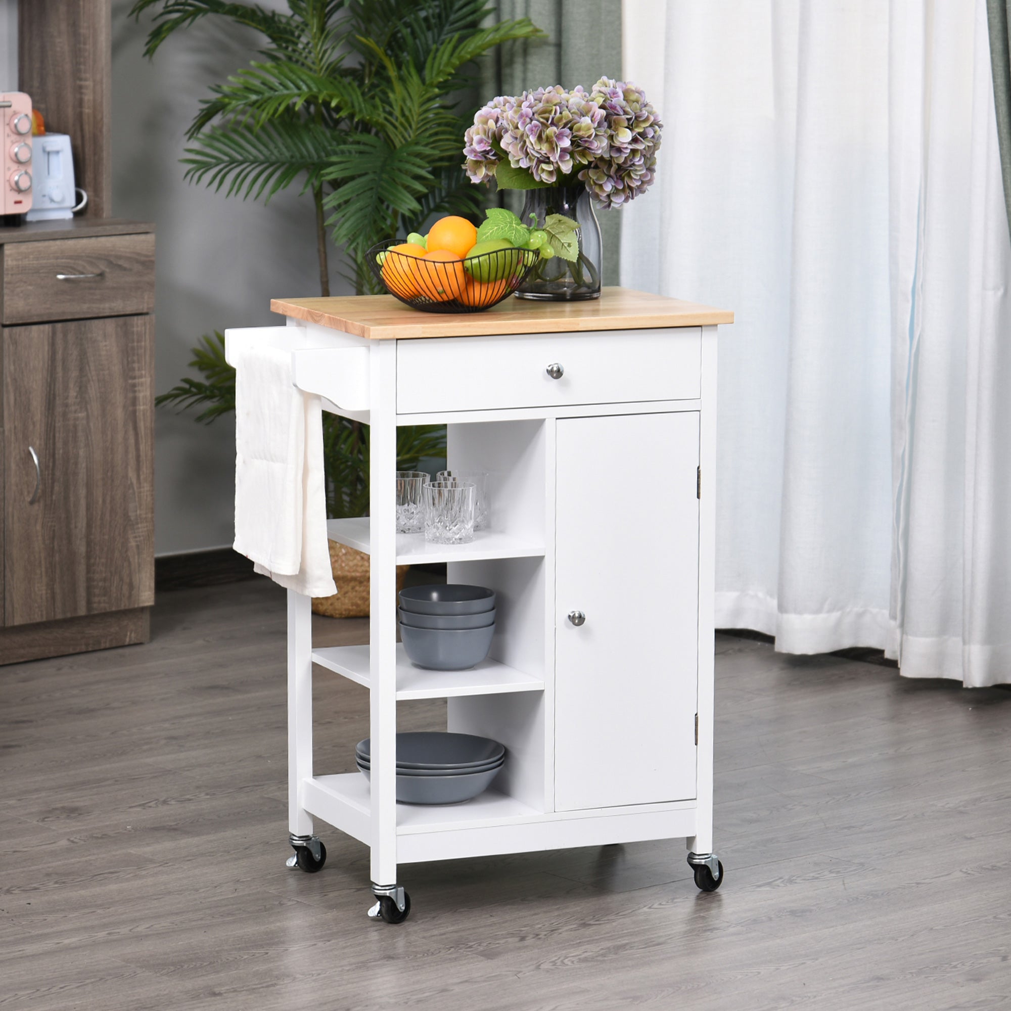 Carrinho de Cozinha Multifuncional Branco 66x39,5x86,5 cm