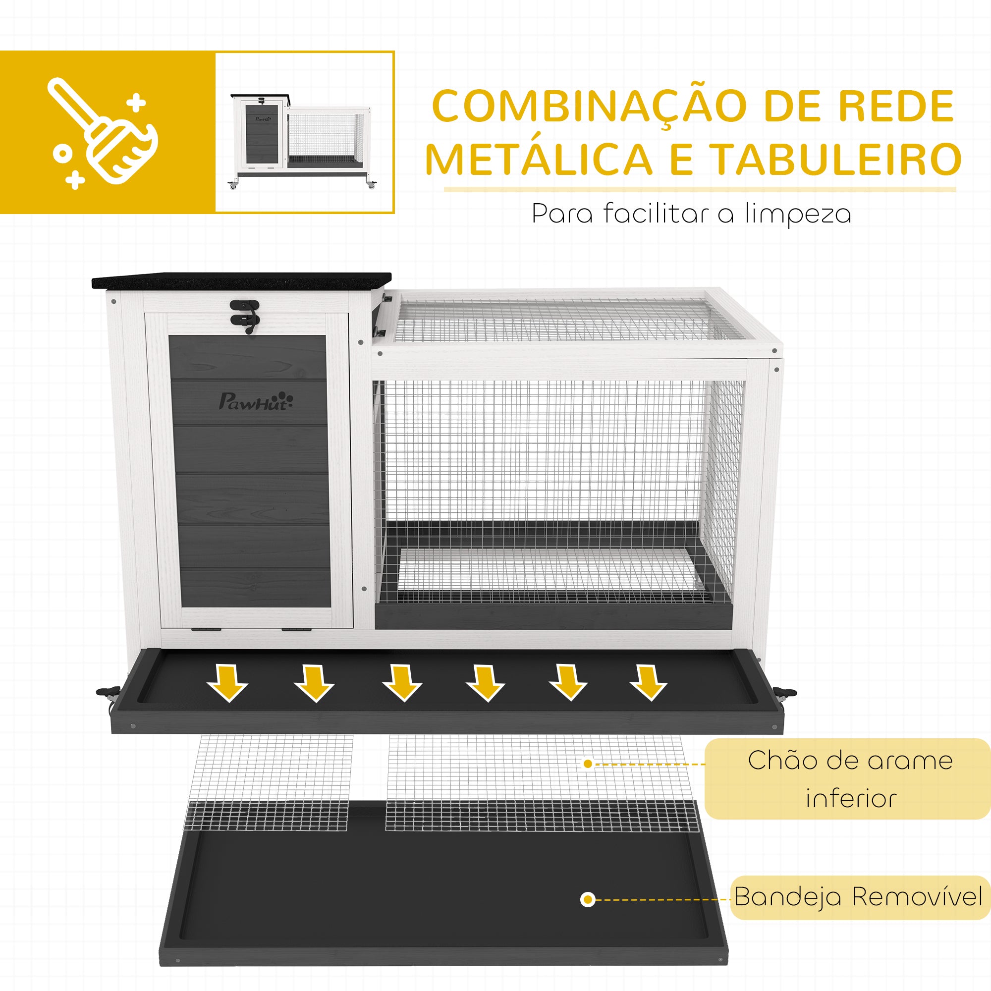 Coelheira de Madeira com Rodas 91x51x66 cm Cinzento