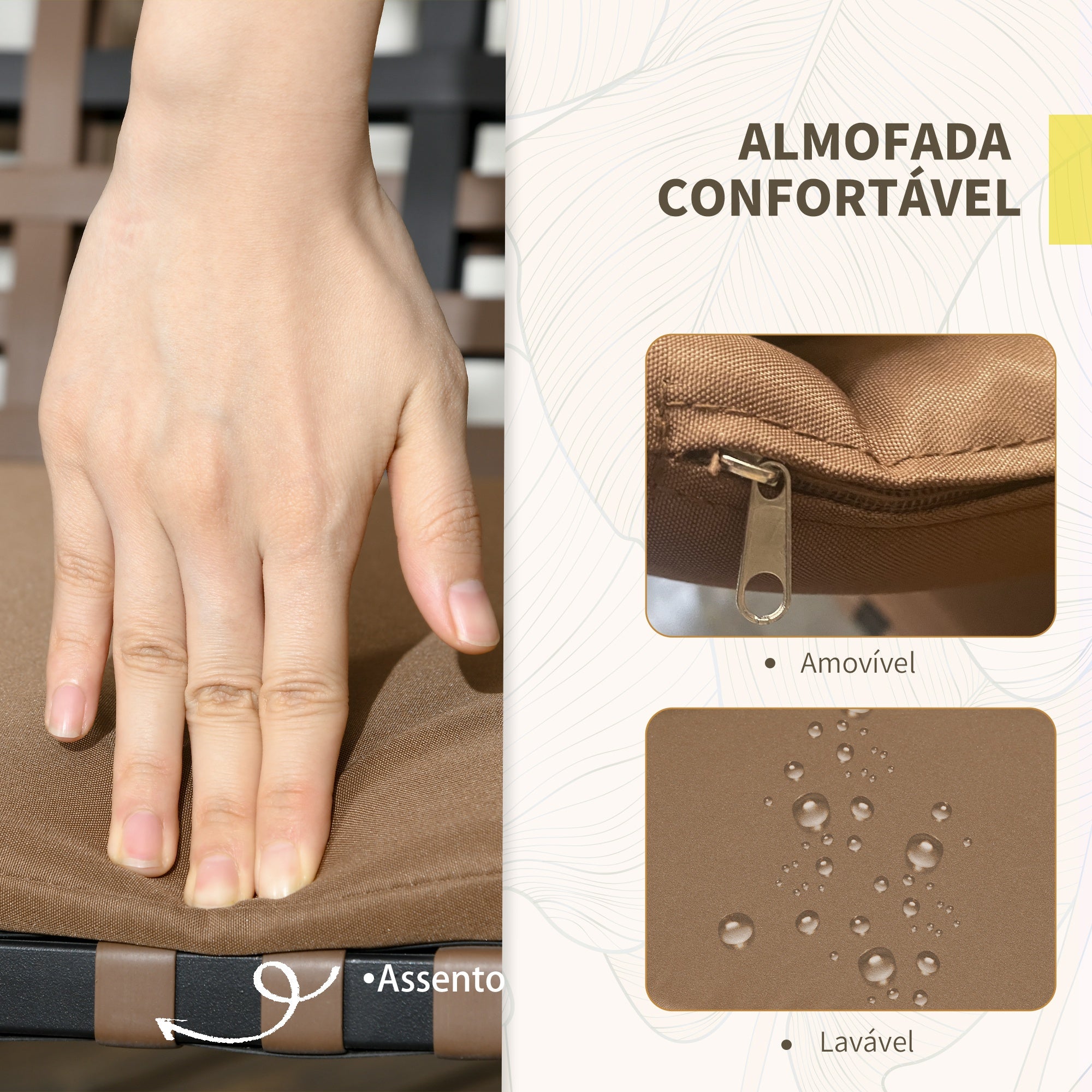 Conjunto de Jardim Vime Sintético Marrom e Preto 120x82x77 cm