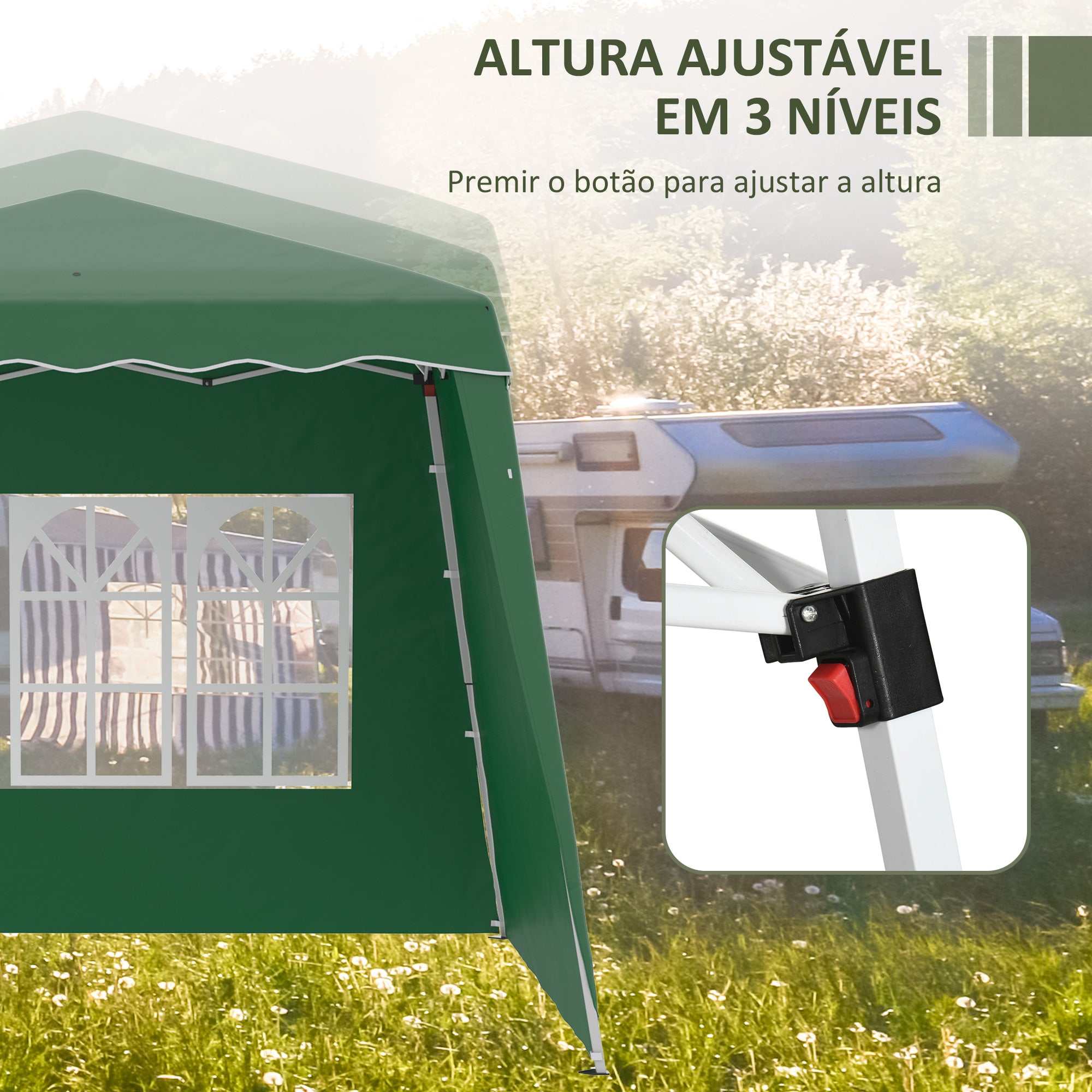 Tenda Dobrável – 240x240x250 cm – Verde – Aço e Tecido Oxford