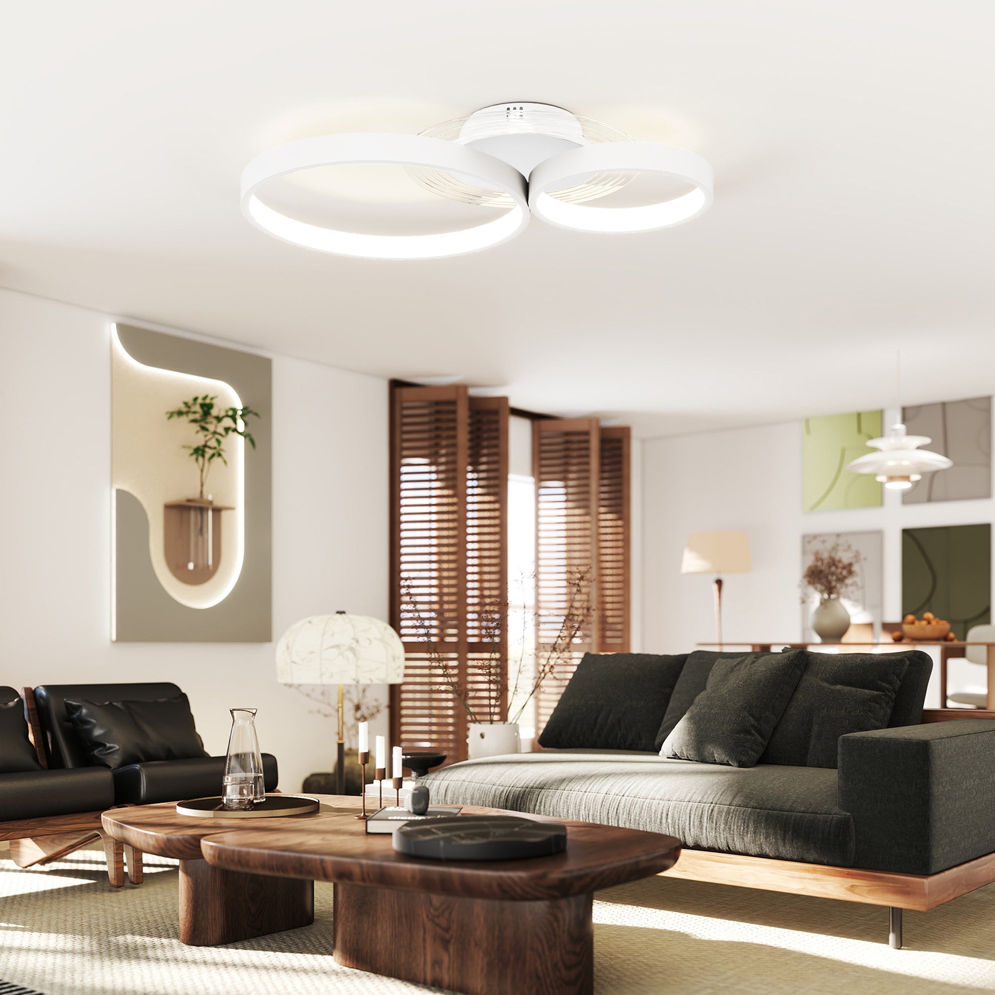 Candeeiro de Teto LED Branco 59x38x7,4 cm - Iluminação LED 3000K/4000K/6500K