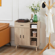 Aparador de Sala Moderno em Madeira Natural 80x30x96.5 cm