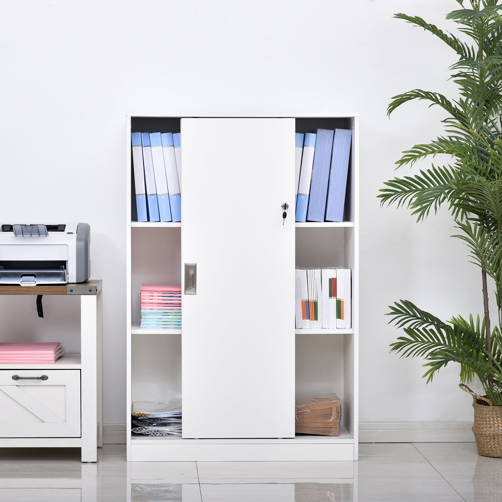 Armário de Escritório 80x40x120cm Branco - Organização e Segurança