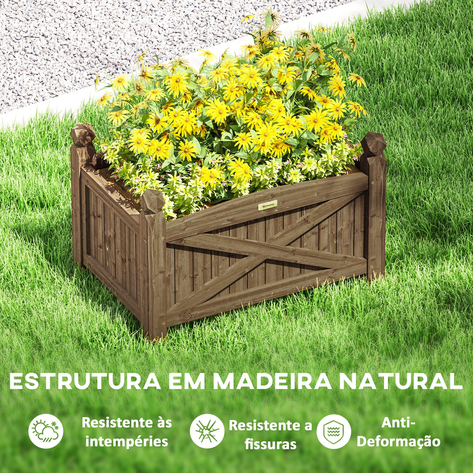 Floreira Elevada Retangular 60x39x37 cm - Marrom Escuro