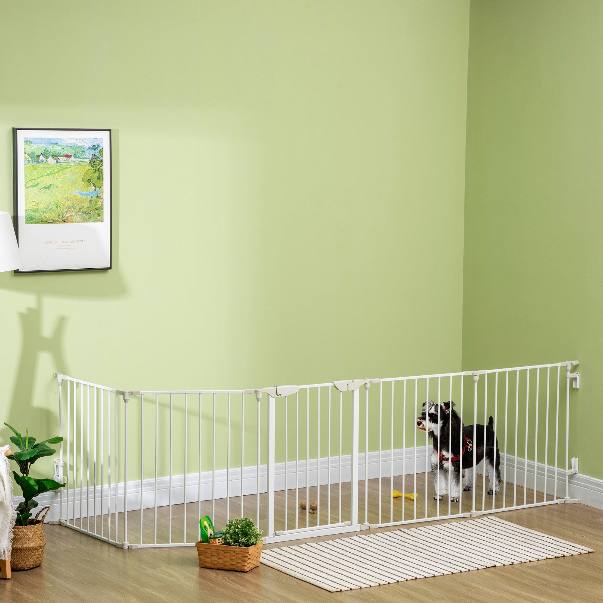 Barreira de Segurança para Animais de Estimação – 300x74,5 cm – Branco – Metal