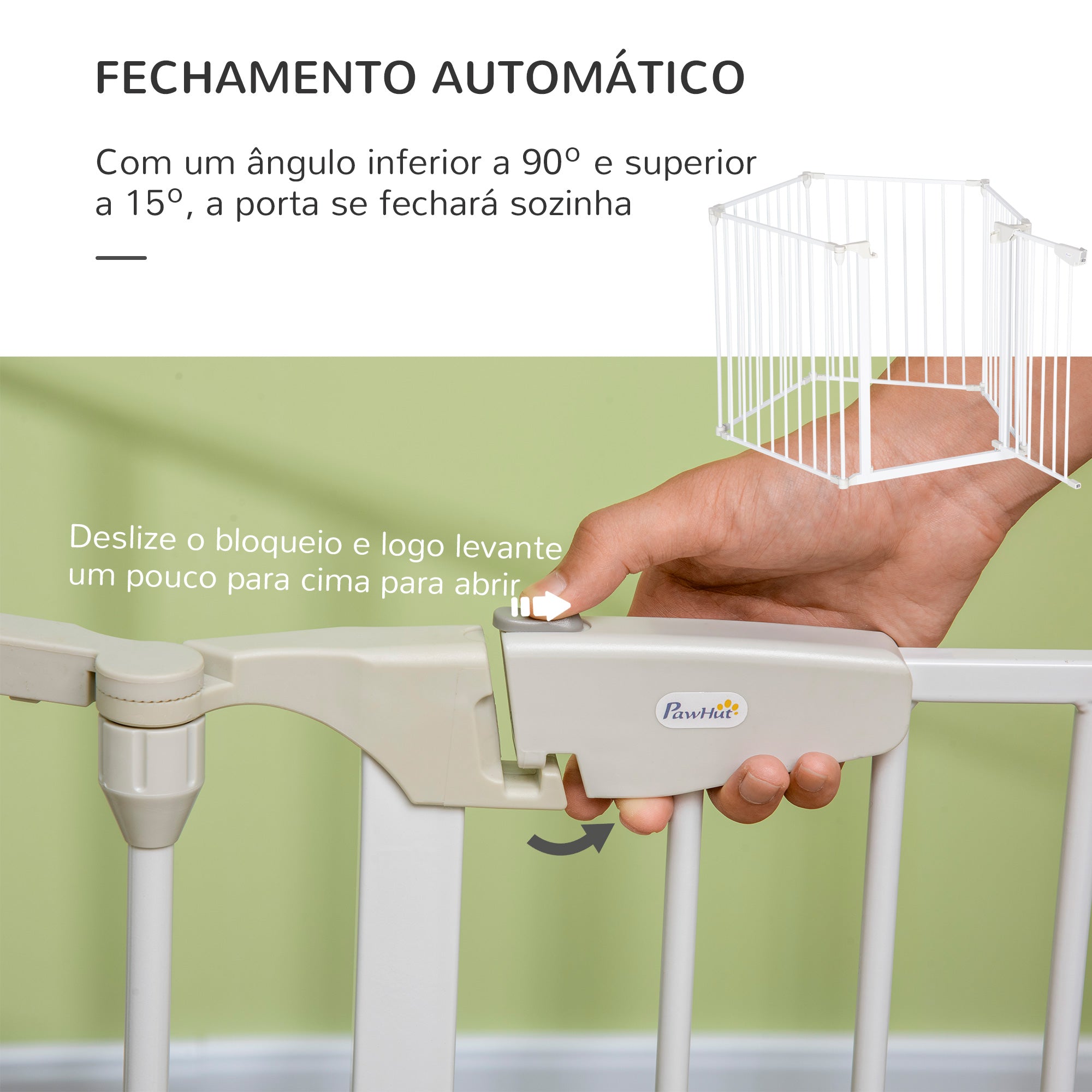 Barreira de Segurança para Animais de Estimação – 300x74,5 cm – Branco – Metal