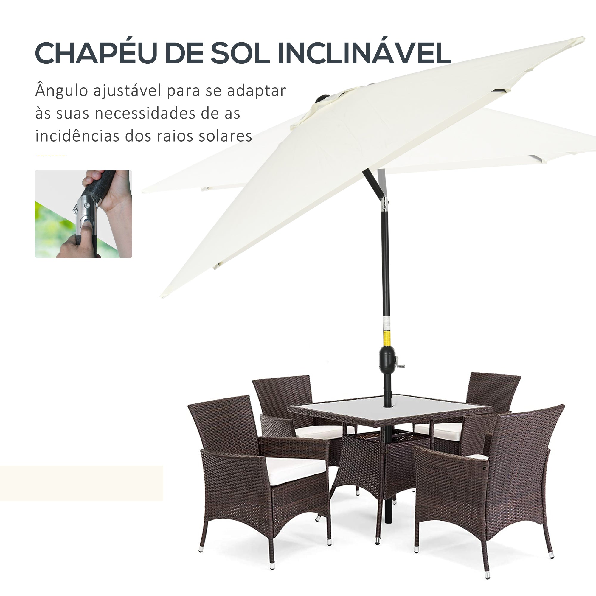 Chapéu de Sol Retangular 195x295x240 cm - Creme Branco