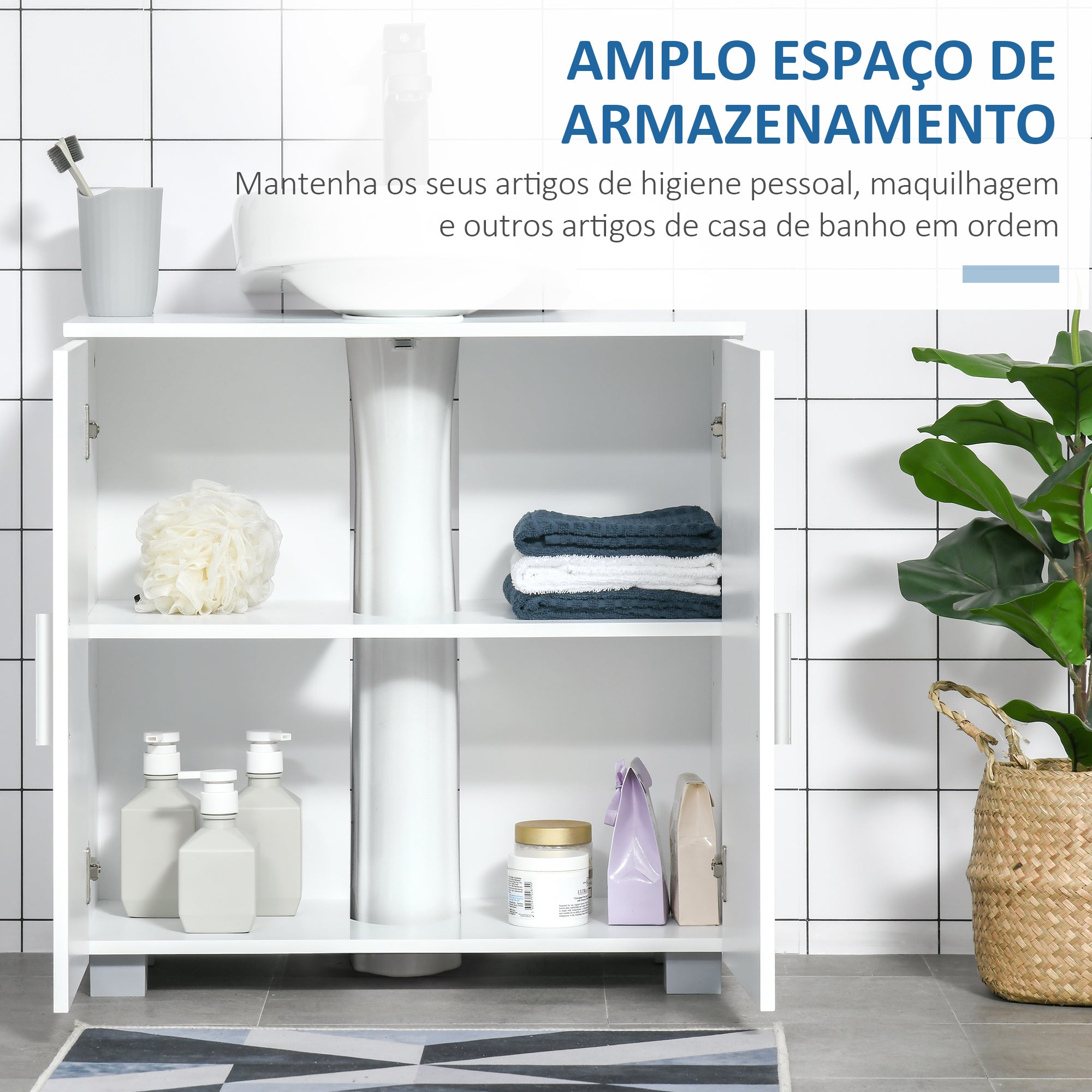 Móvel para Lavatório – 60x30x60cm – Branco – MDF