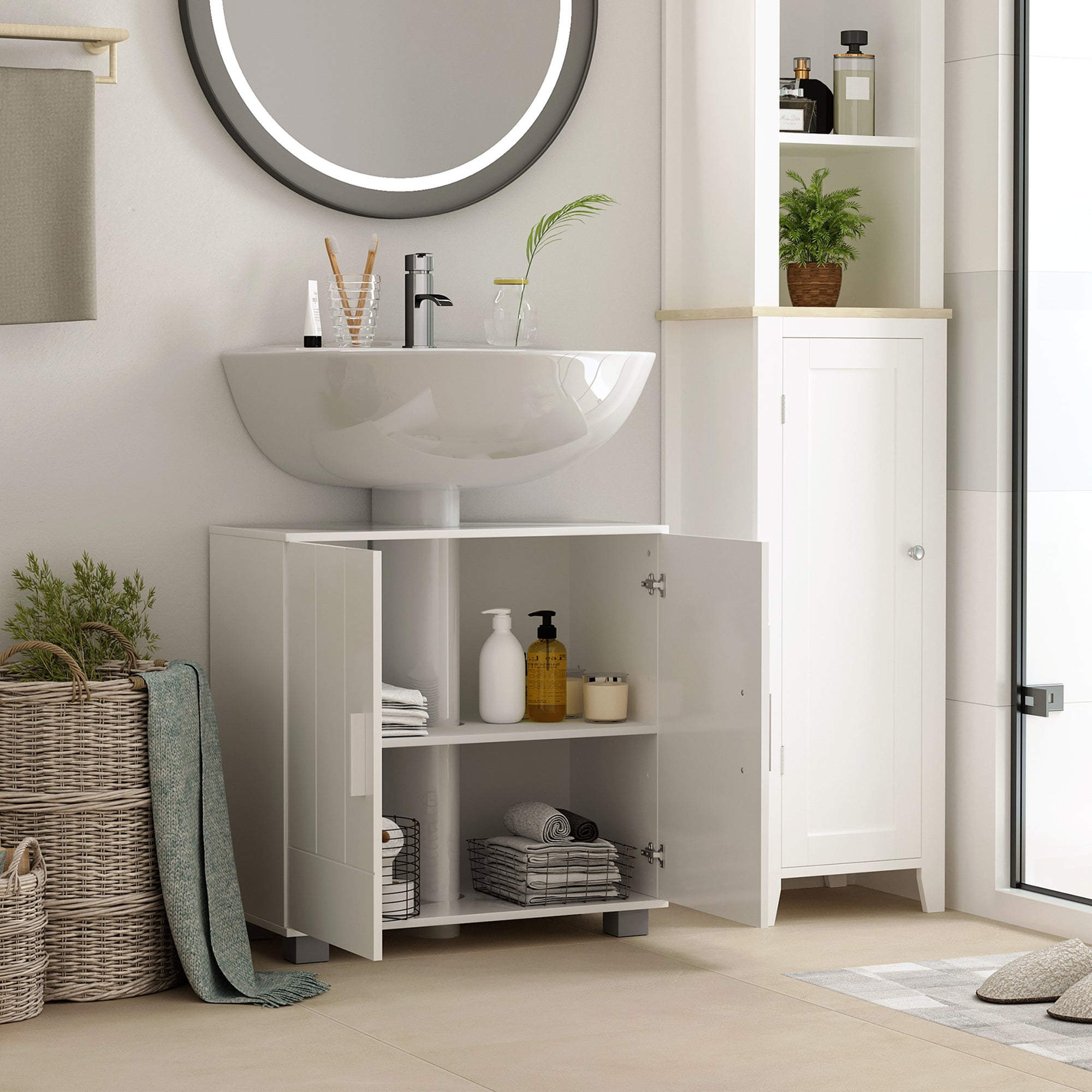 Móvel para Lavatório – 60x30x60cm – Branco – MDF