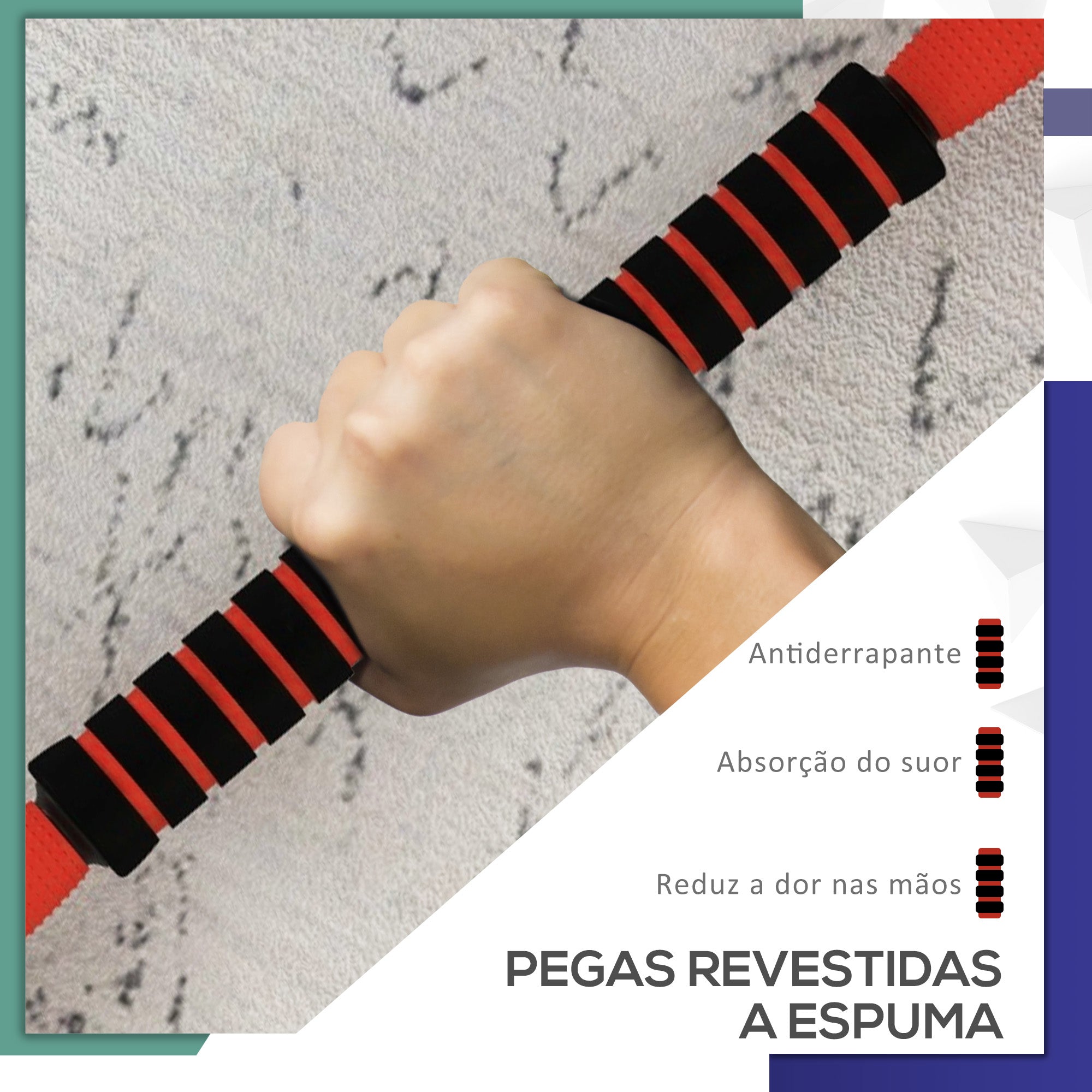 Conjunto de Halteres 20kg Vermelho 4 em 1 - 95x20x20 cm