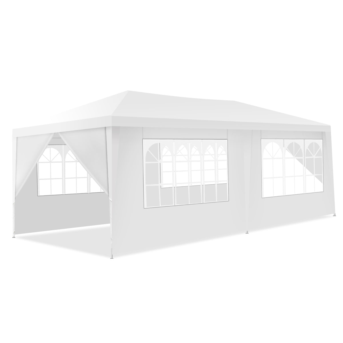 Toldo Glorieta para Churrasco com 4 Cortinas Laterais Removíveis e 2 Portas com Fecho de Correr Branco 6 x 3 x 2,5 m