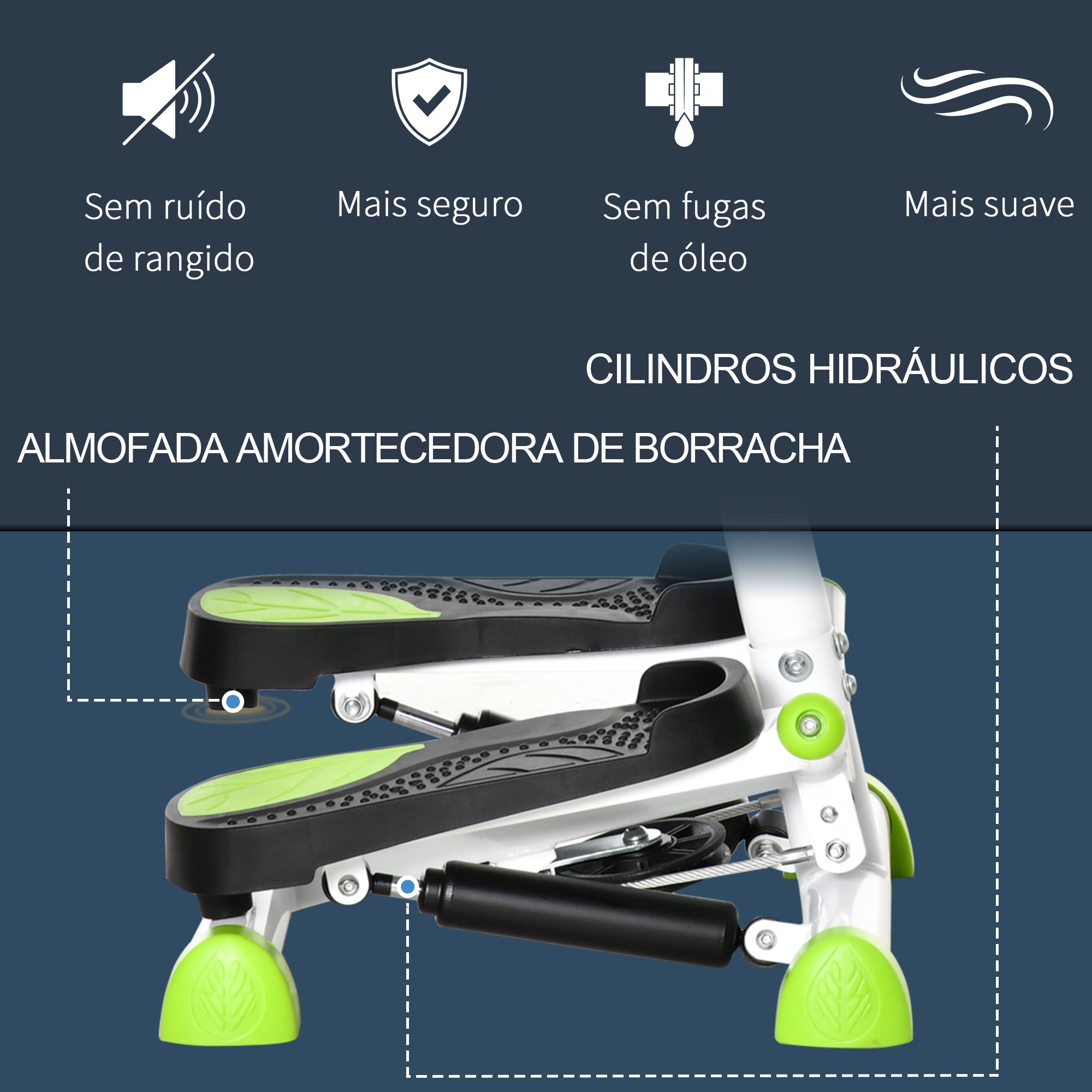 Stepper Fitness Casa Tela LCD Alça Pedais Antiderrapantes 55x44x108 cm Branco
