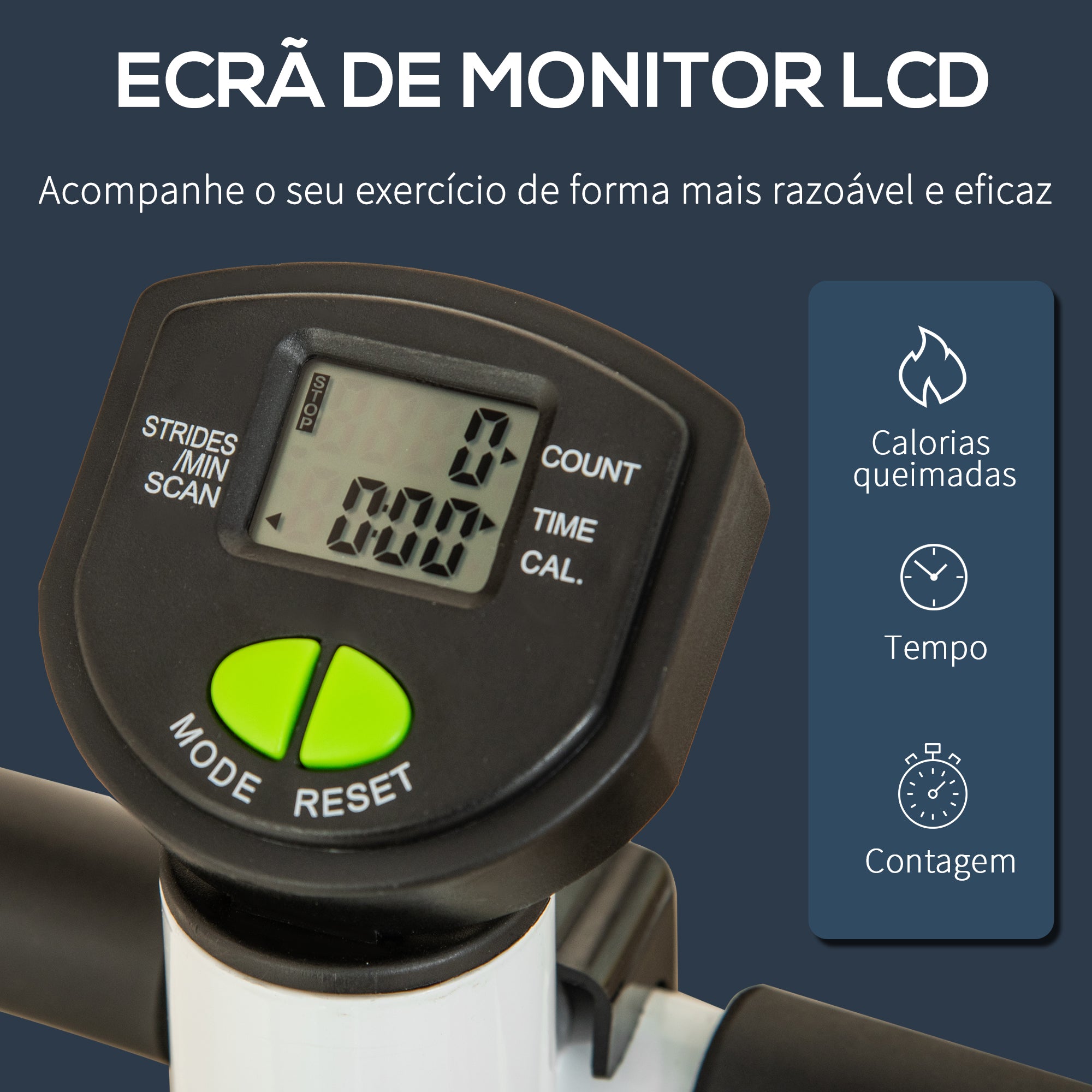 Stepper Fitness Casa Tela LCD Alça Pedais Antiderrapantes 55x44x108 cm Branco