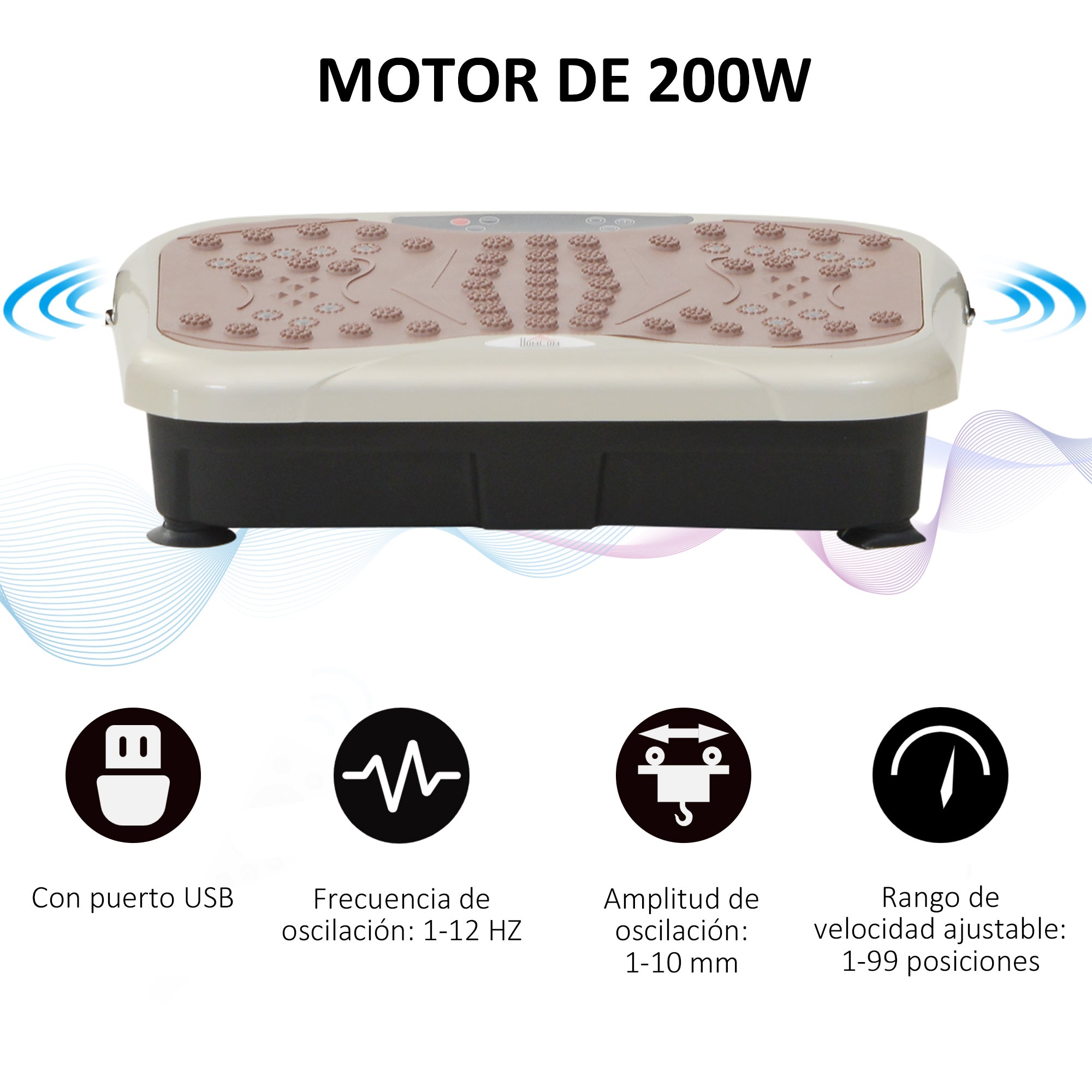 Plataforma de Vibração com 2 Bandas Elásticas - 54x33x14 cm - Cor: Variada