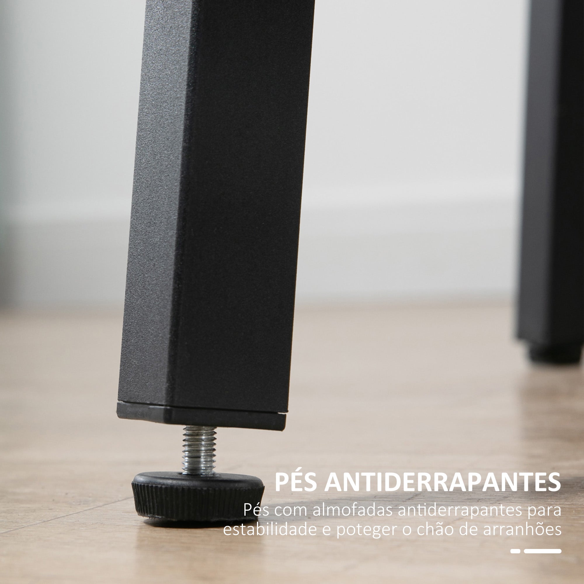 Mesa de Sala de Jantar Redonda – Ø80x76 cm – Marrom Rústico e Preto – Melamina de madeira e aço