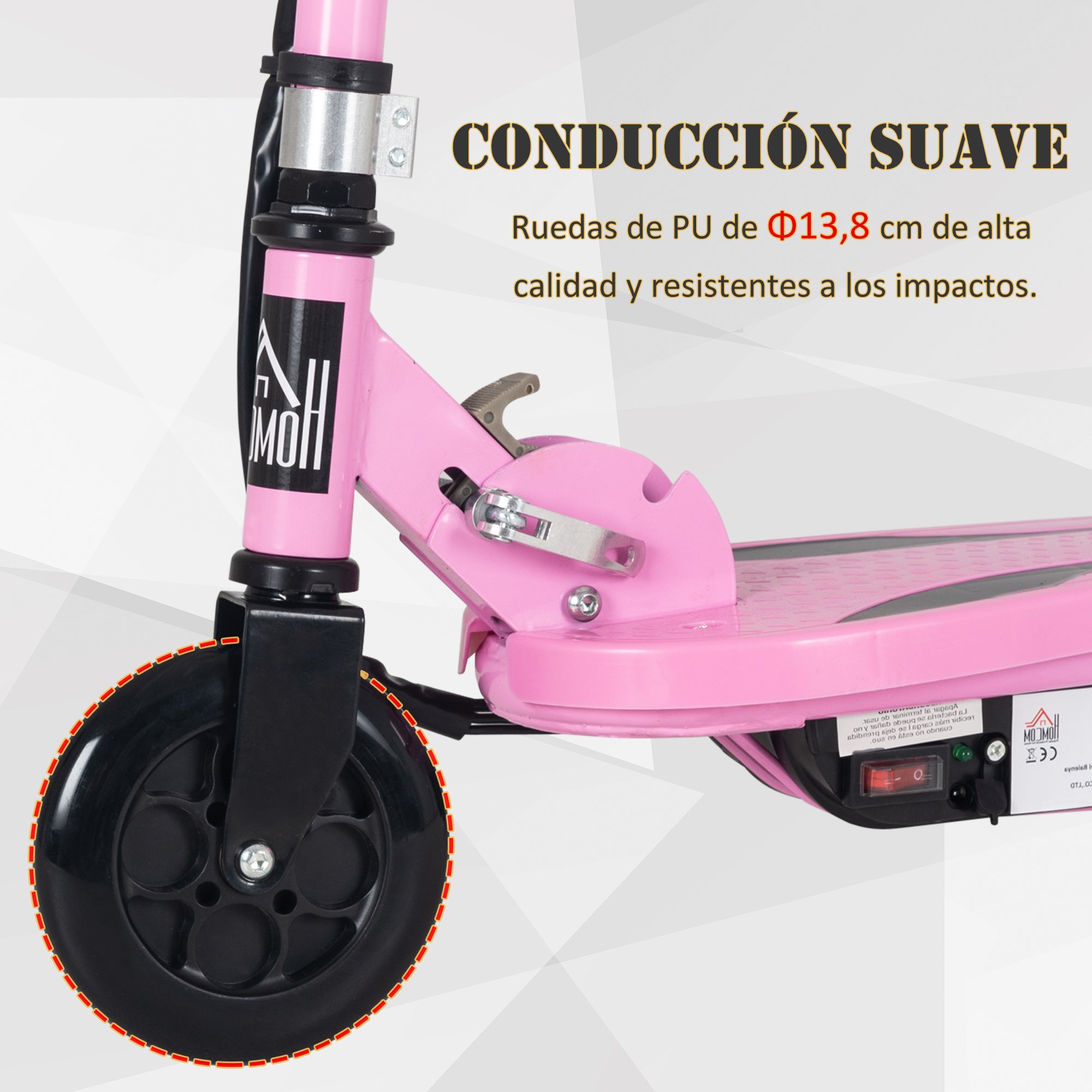 Trotinete Elétrico Dobrável Rosa 75x36x93 cm