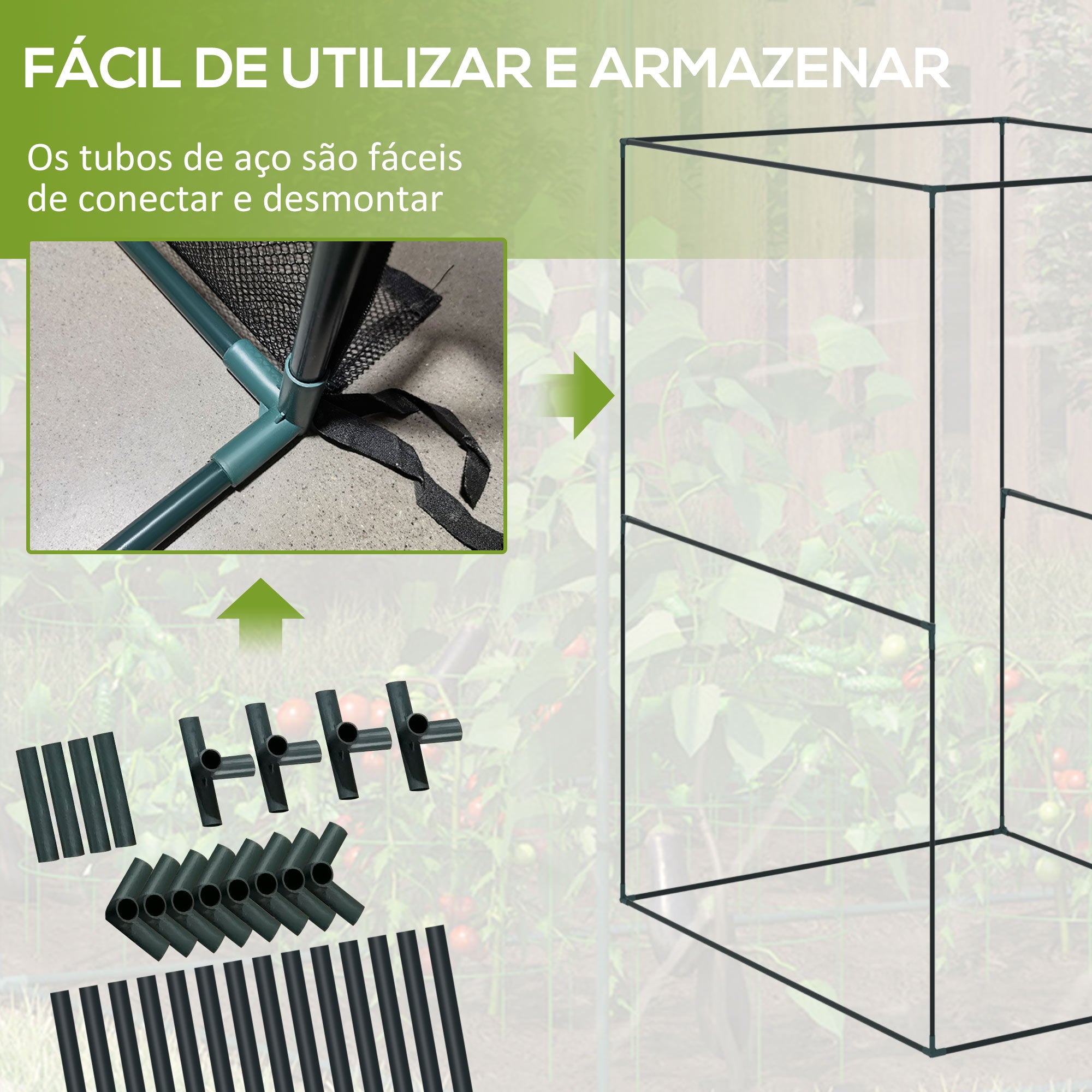 Estufa para Cultivo – 120x120x180 cm – Verde – Aço e HDPE