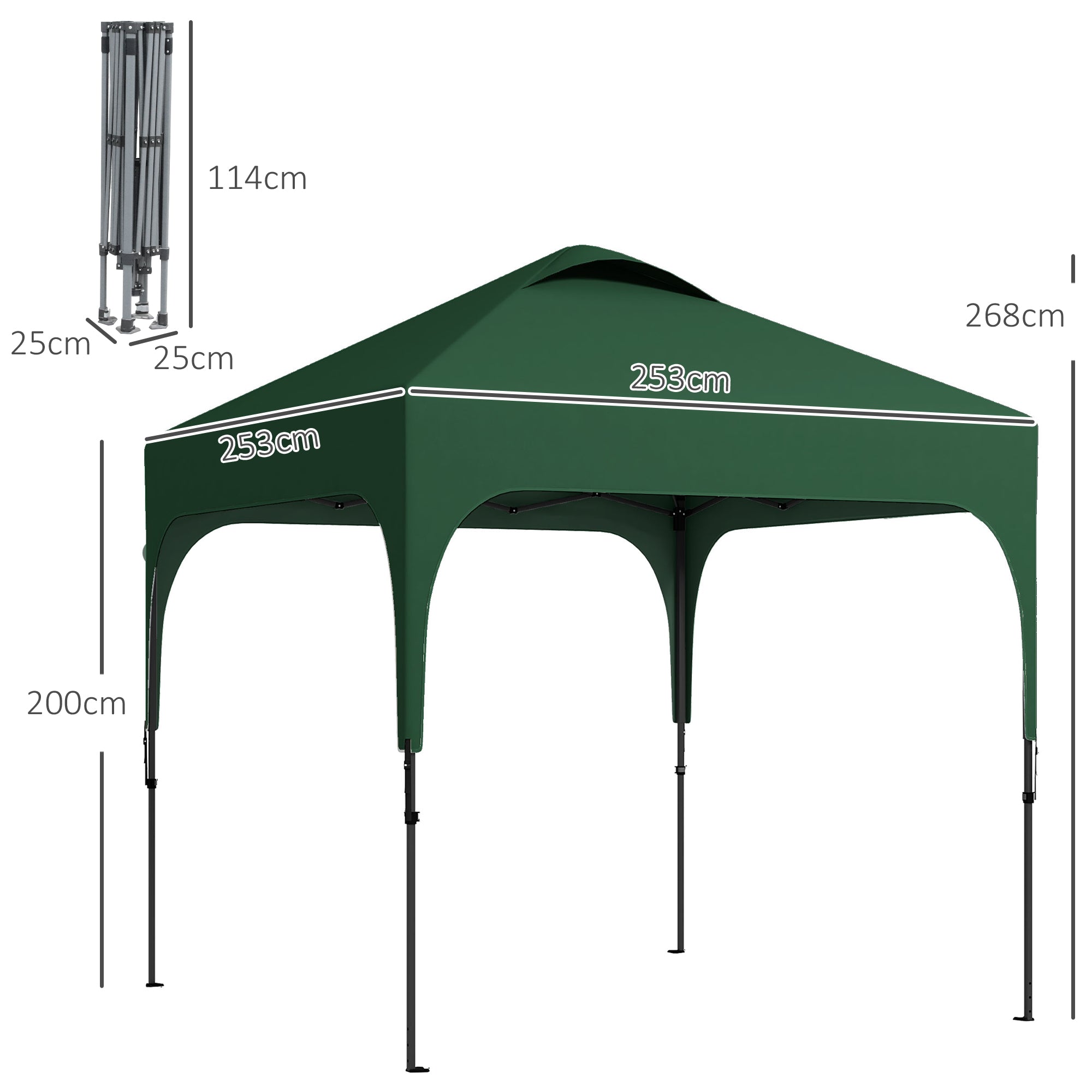 Tenda Dobrável Verde Escuro 253x253x268 cm - Proteção UV 50+