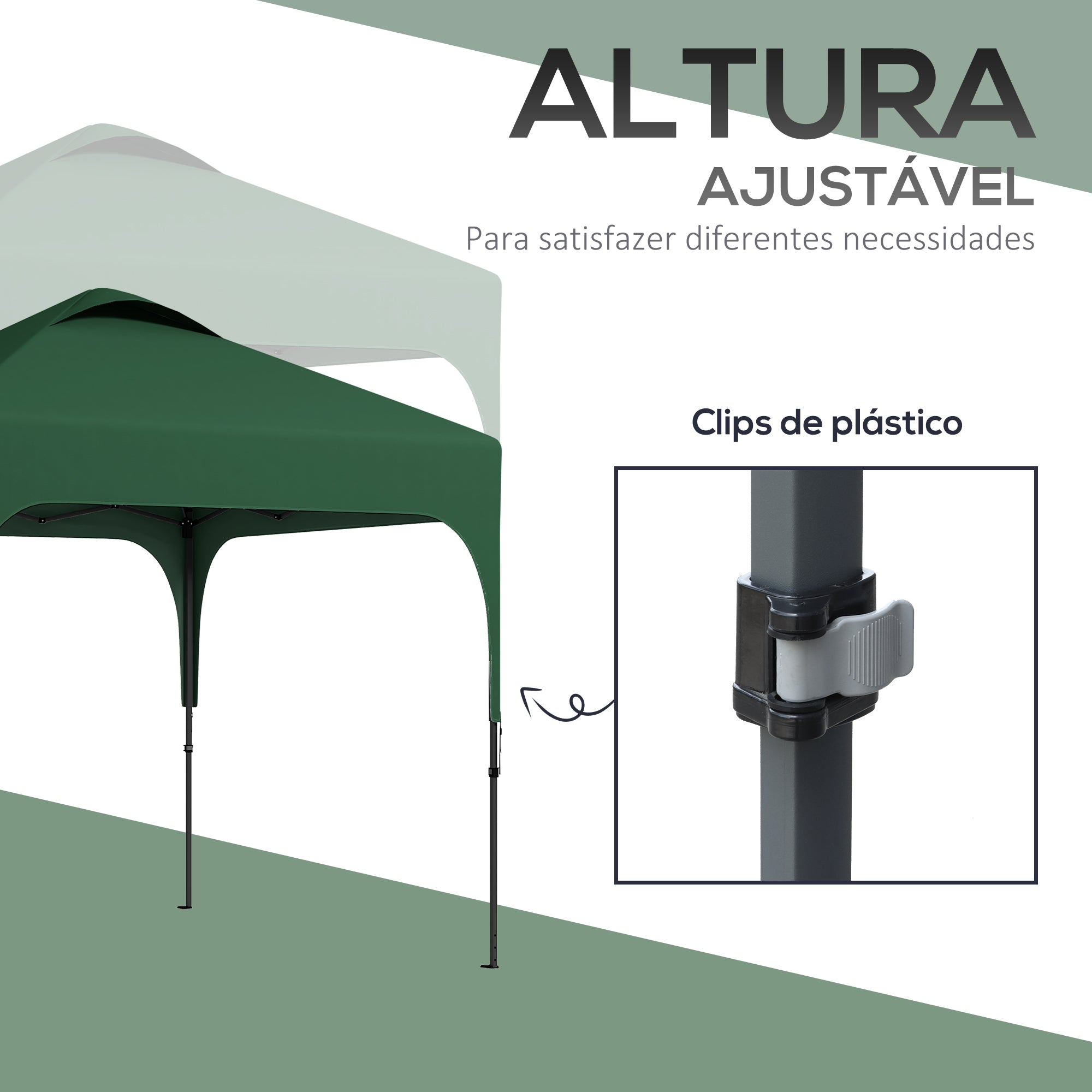 Tenda Dobrável Verde Escuro 253x253x268 cm - Proteção UV 50+
