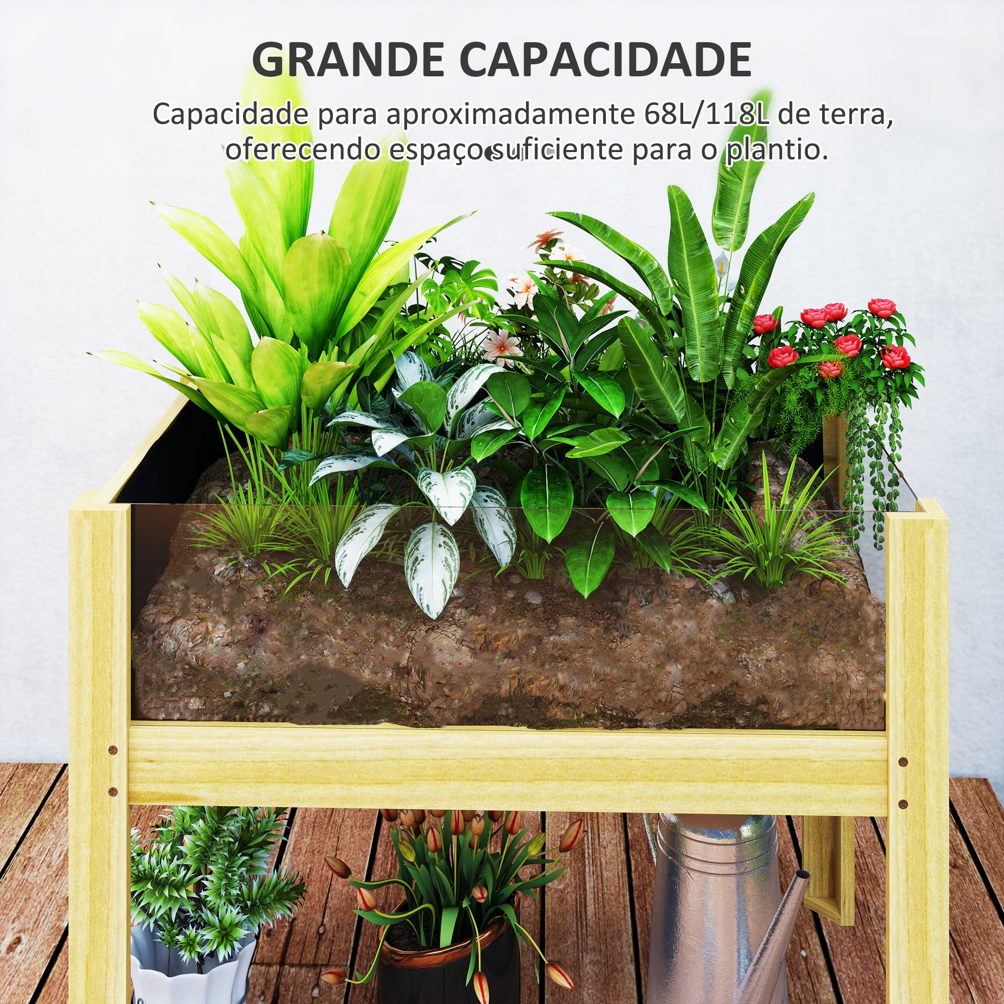 Floreira de Madeira Natural – 75x46x60,5 cm – madeira