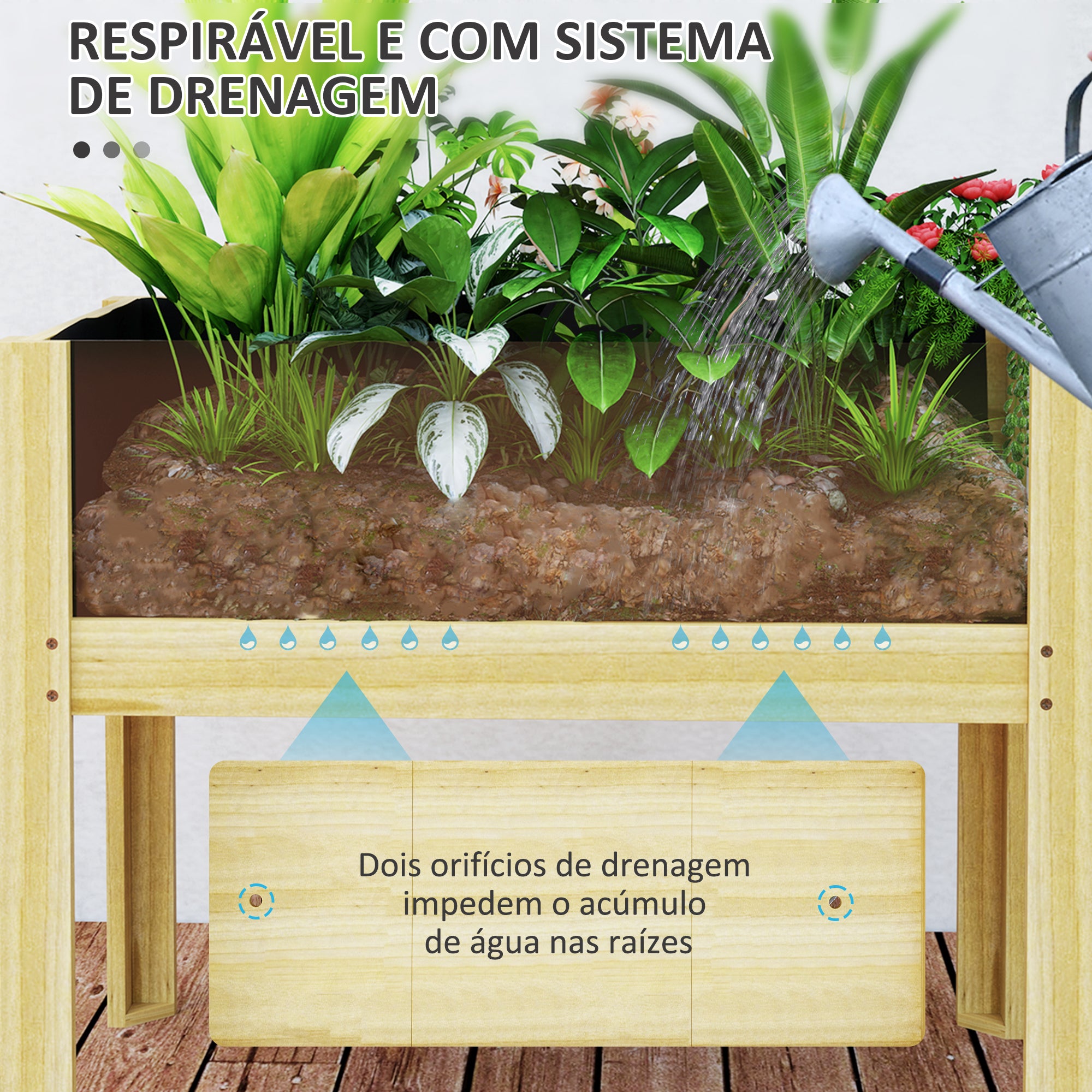 Floreira de Madeira Natural – 75x46x60,5 cm – madeira