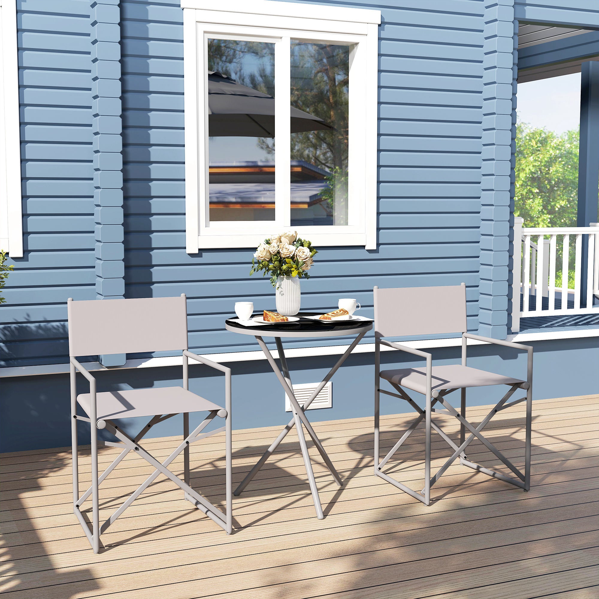 Conjunto de Móveis de Jardim 3 Peças Cinza Escuro 52x52x86 cm