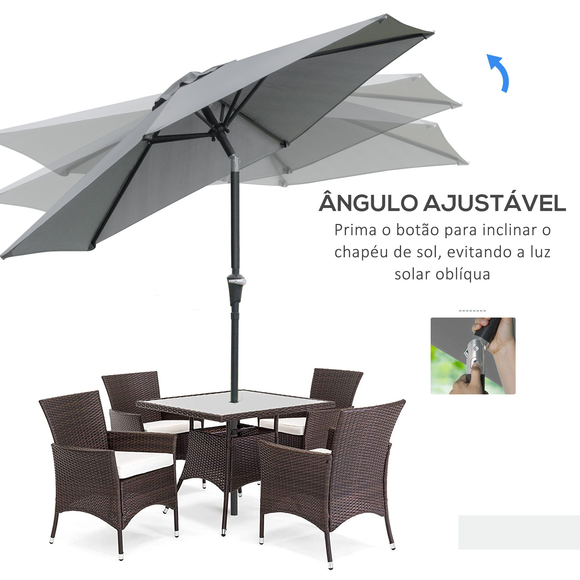 Chapéu de Sol de Jardim Cinzento Ø230x216 cm - Proteção e Estilo para o seu Espaço Exterior