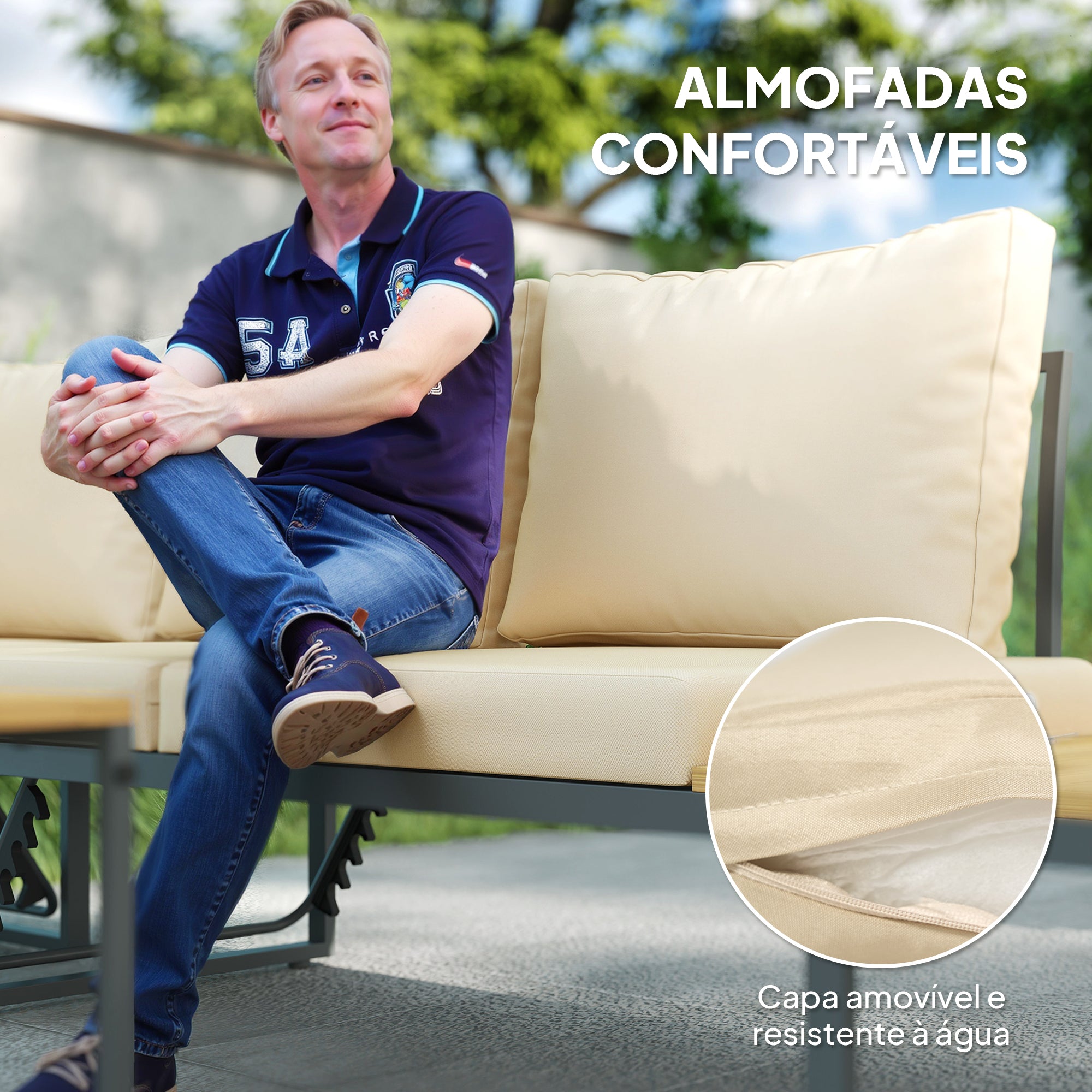 Conjunto de Móveis de Jardim Sofás de Exterior em Forma de L Bege 175x65x70 cm