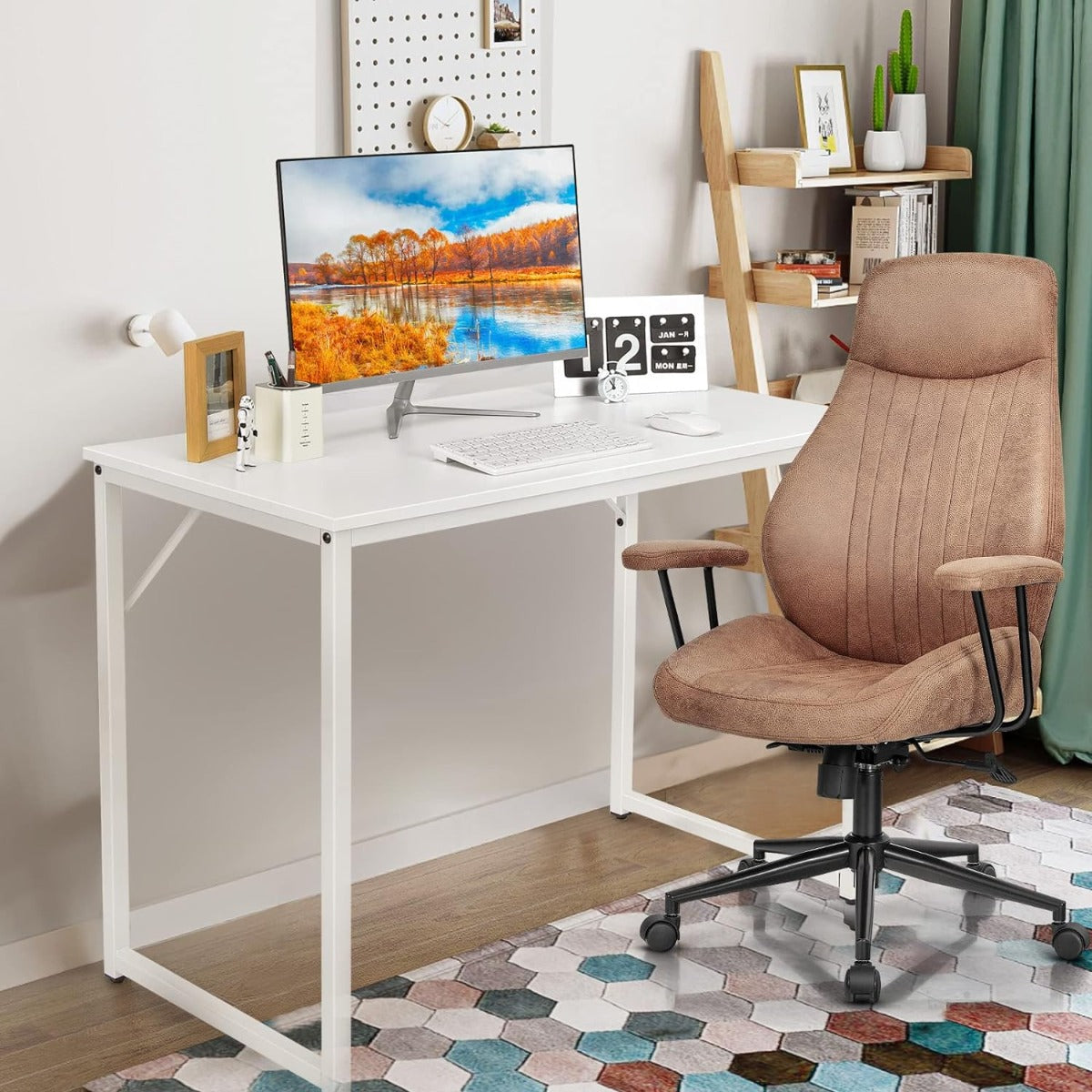 Secretária para Computador – 100 x 50 x 77 cm – Branco – Metal