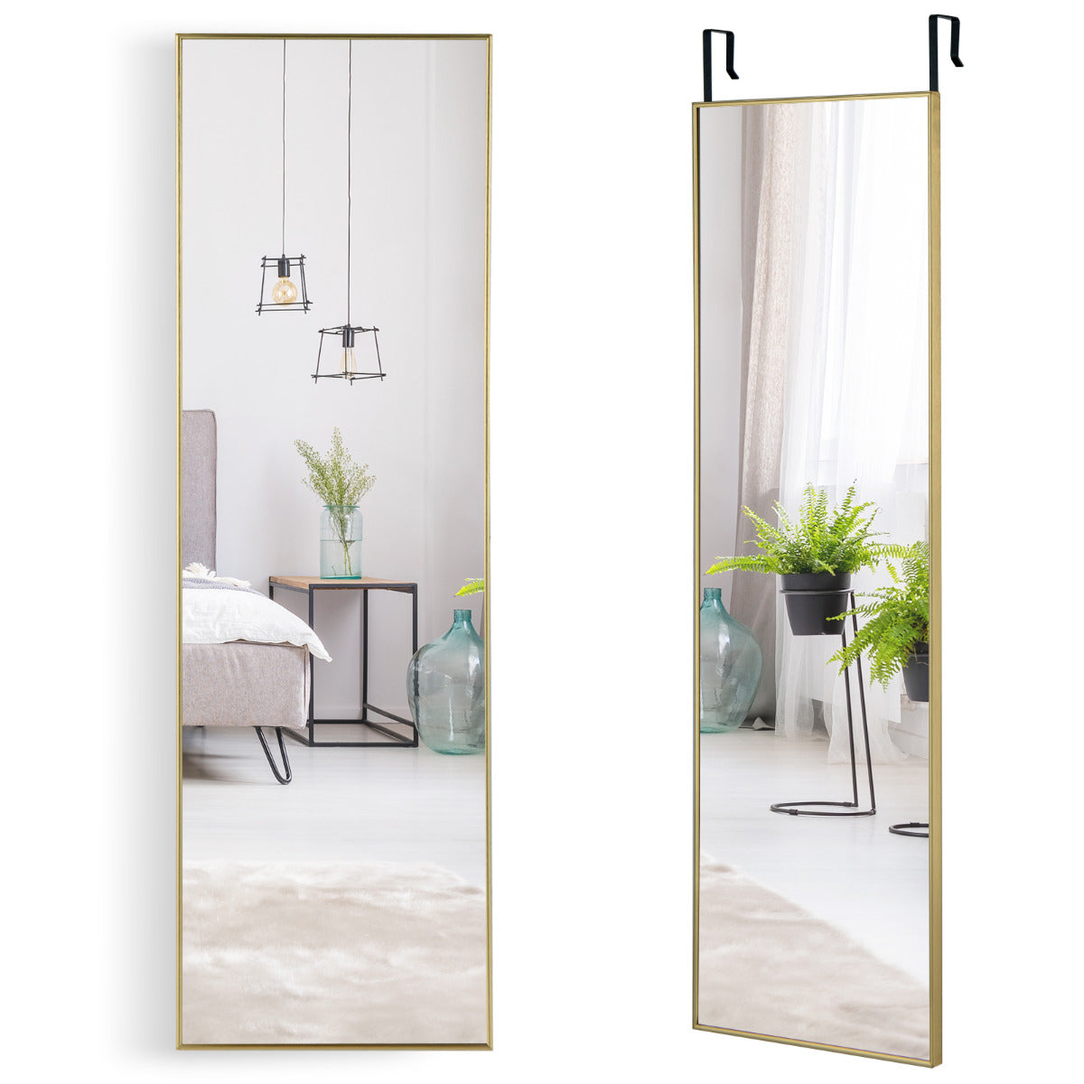 Espelho – 120 x 37 cm – Dourado – Liga de Alumínio